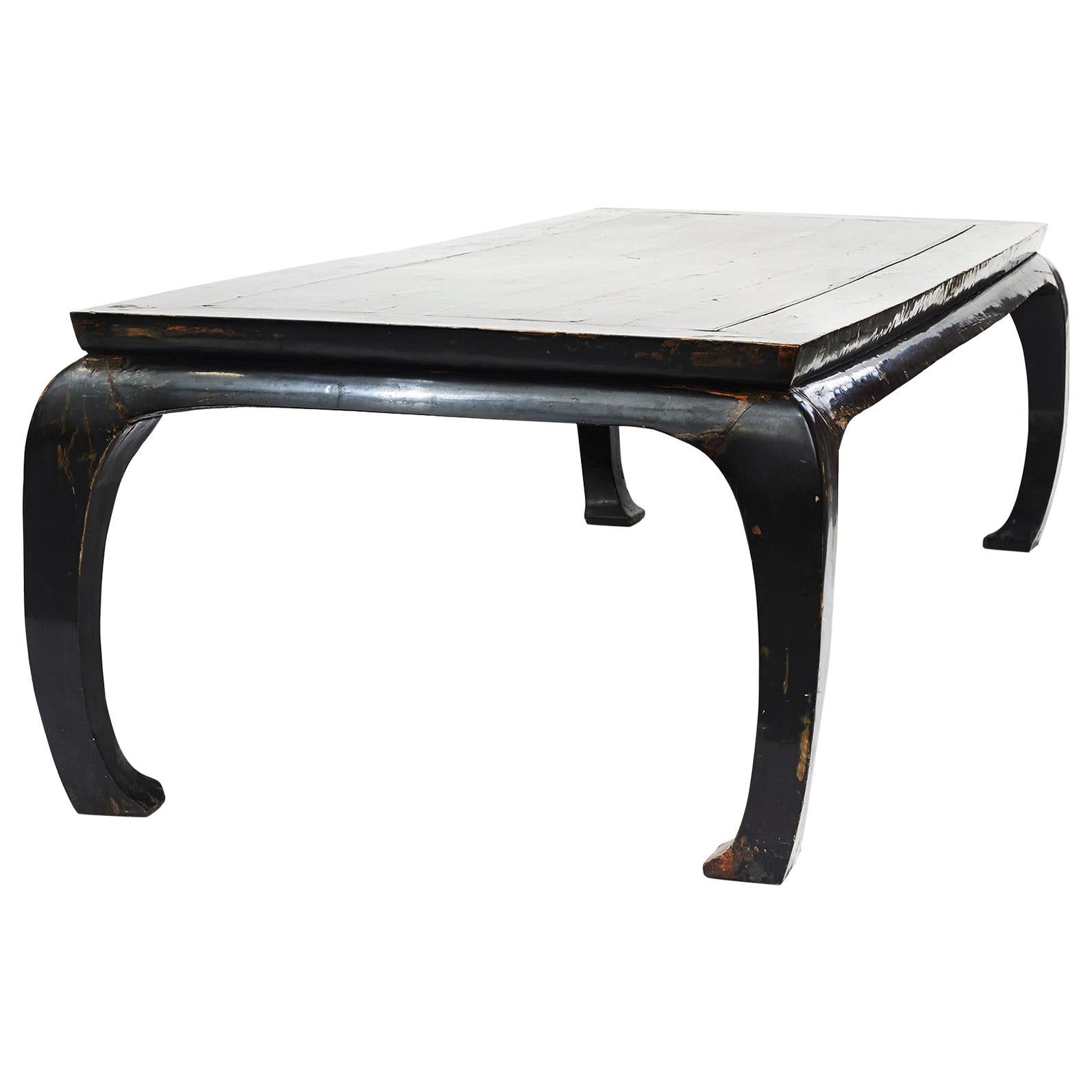 Rare Large Chinese Dinning Table in Original Black Lacquer at 1stDibs
