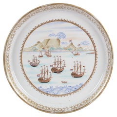 Rare Large Chinese Export Porcelain 'Table Bay' Cape of Good Hope Dish, C. 1740