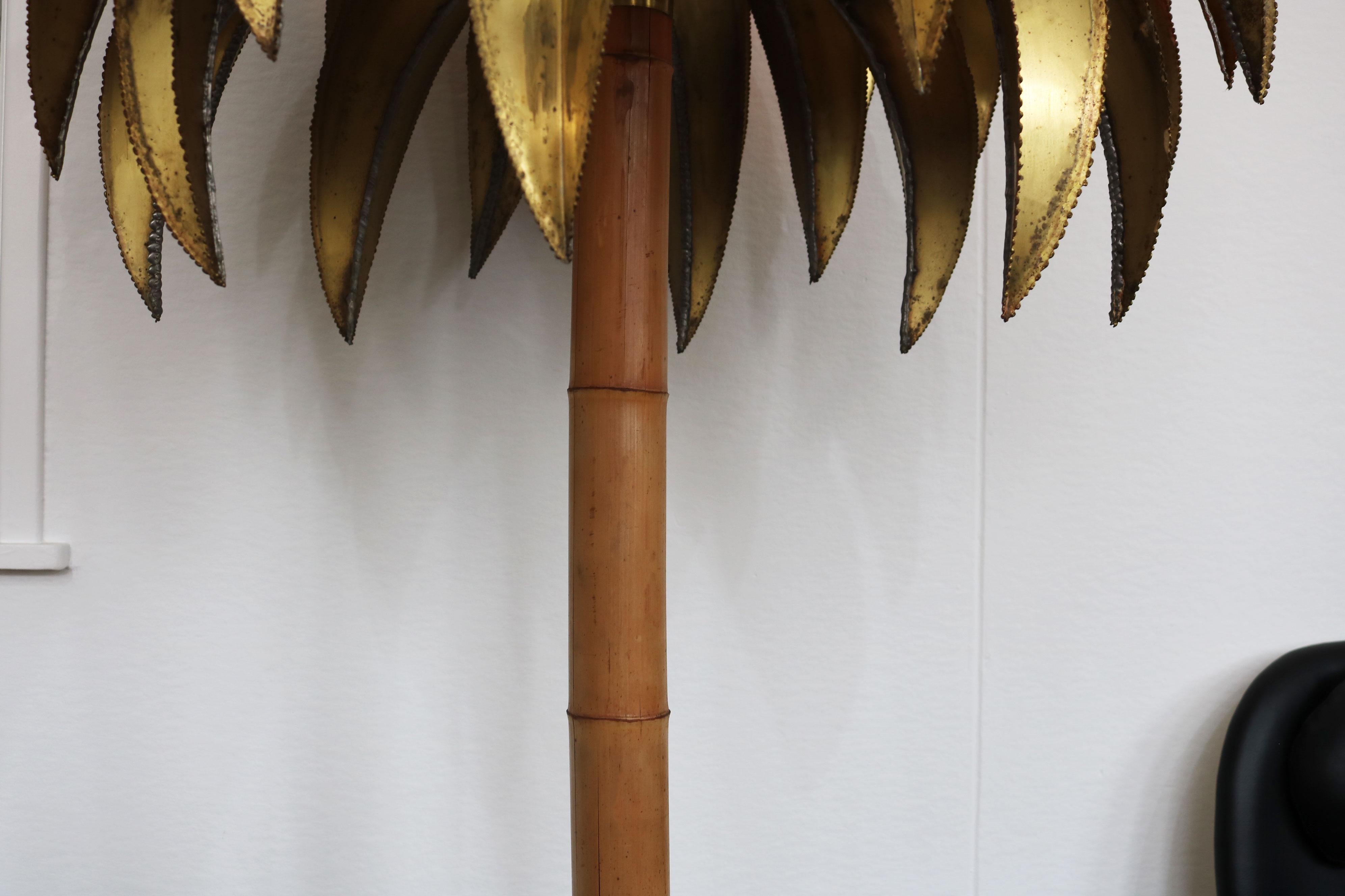 Mid-20th Century Rare large Christian Techoueyres Palm tree floor lamp for Maison Jansen 1970 For Sale