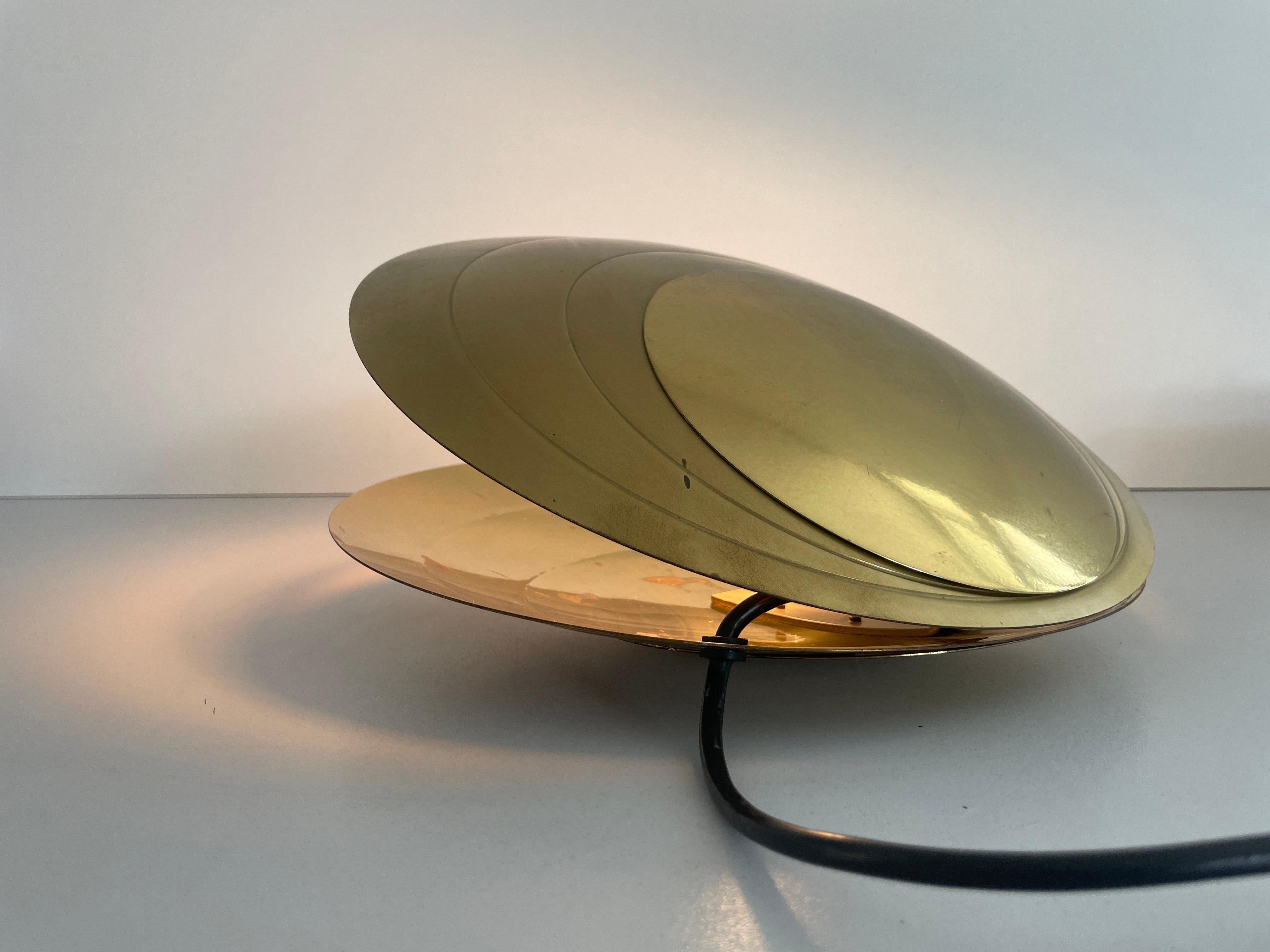 Rare Large Clam Shell Design Brass Table Lamp by Angelo Brotto, 1960s, Italy For Sale 6