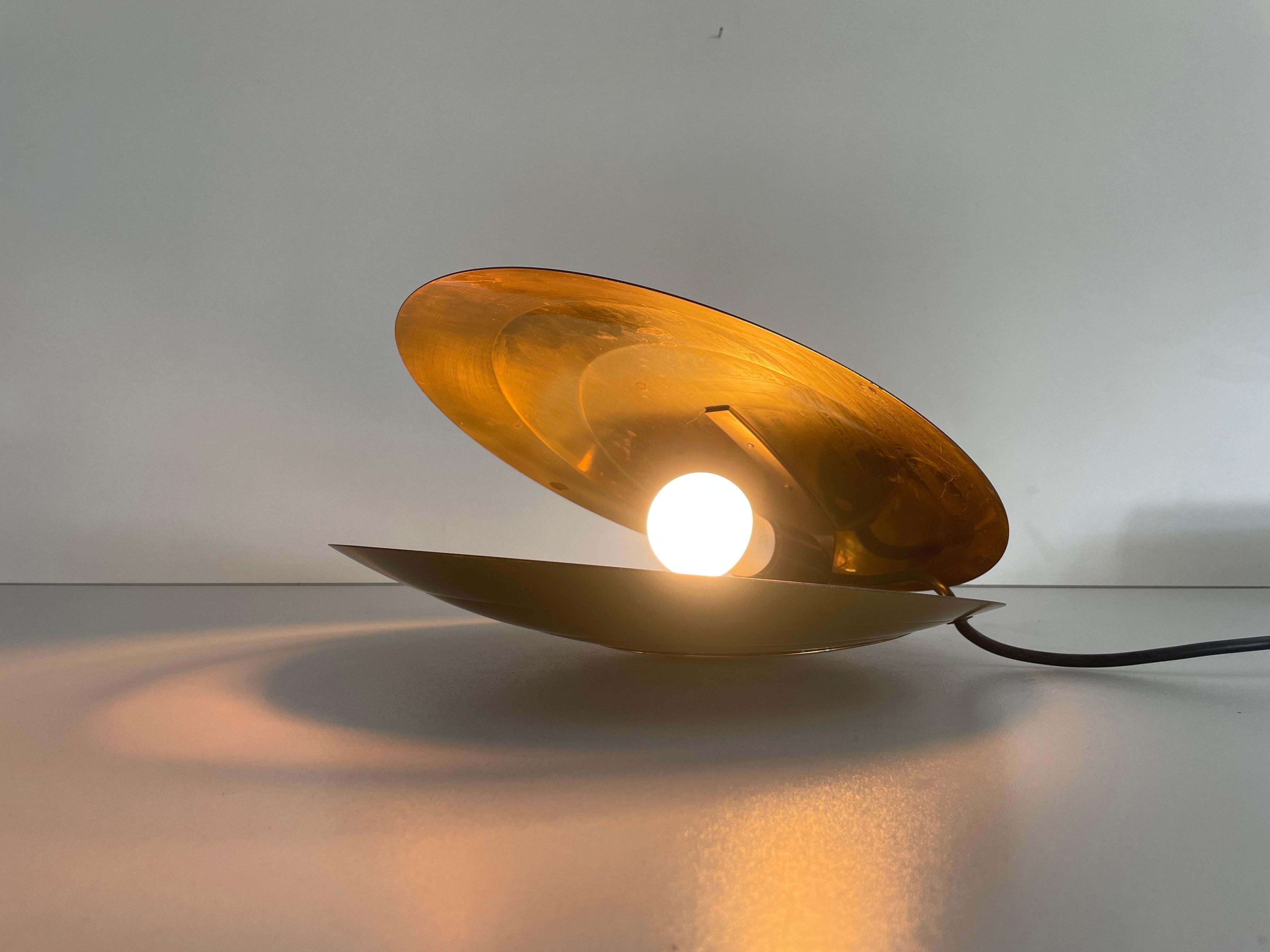 Rare Large Clam Shell Design Brass Table Lamp by Angelo Brotto, 1960s, Italy For Sale 11