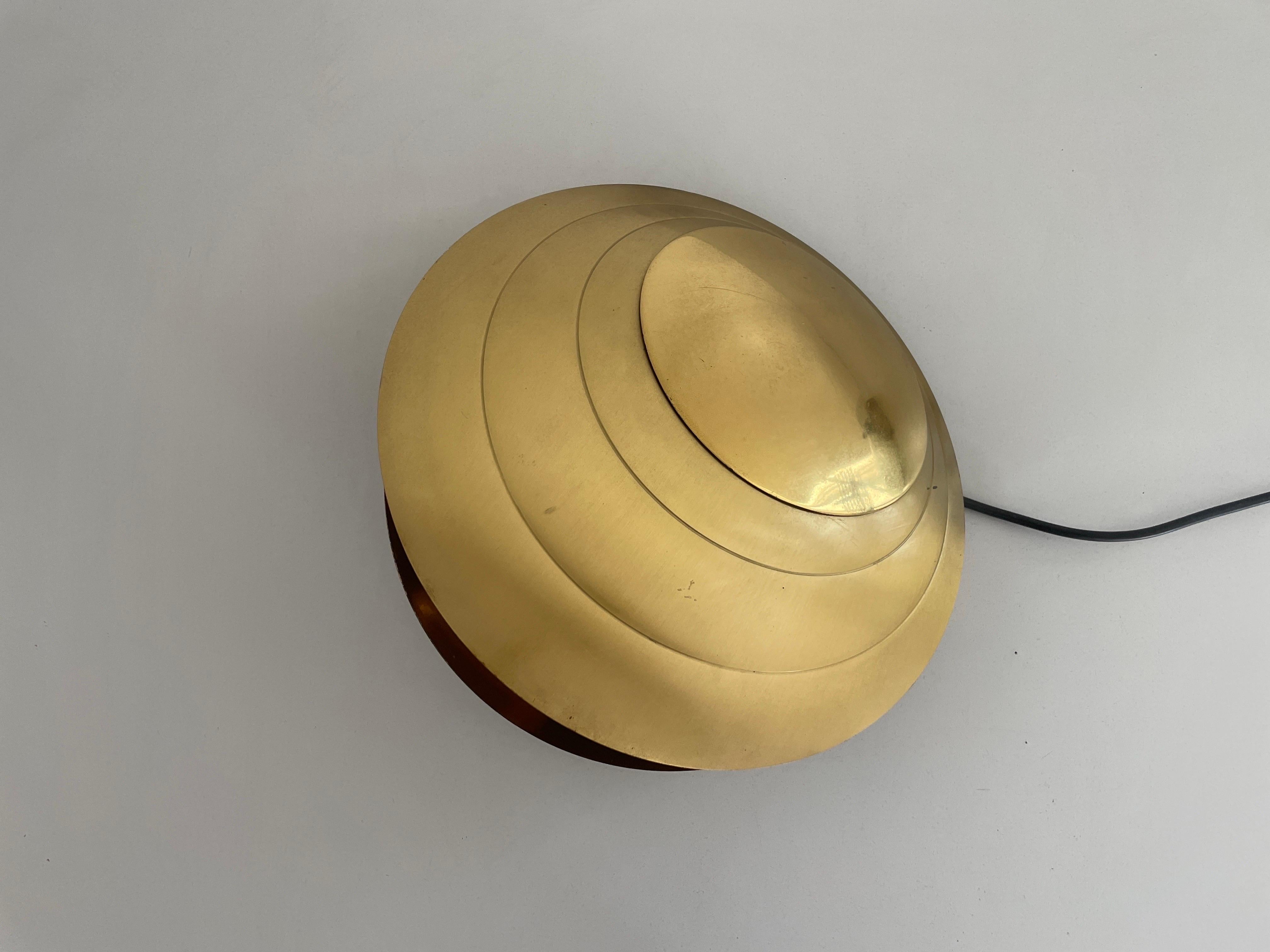 Mid-20th Century Rare Large Clam Shell Design Brass Table Lamp by Angelo Brotto, 1960s, Italy For Sale