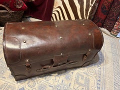 Rare Large Colonial British Raj All Leather Military Campaign Chest Stamped