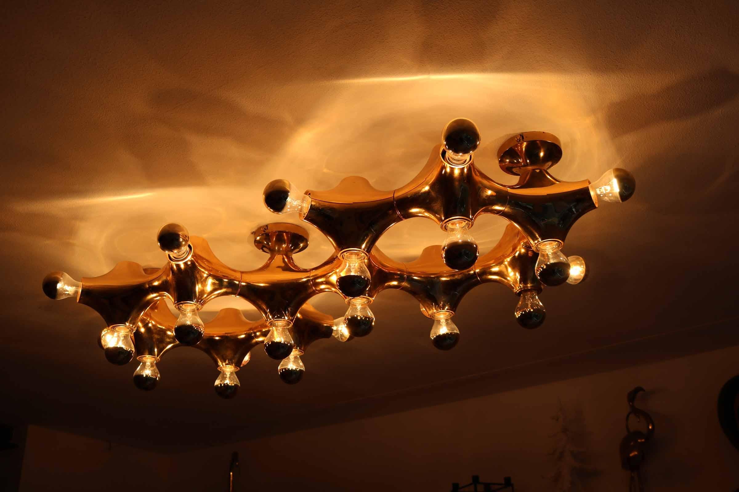 Rare Large Cosack Gemini Flush Mount Ceiling or Wall Lamp, Germany, 1960s 5