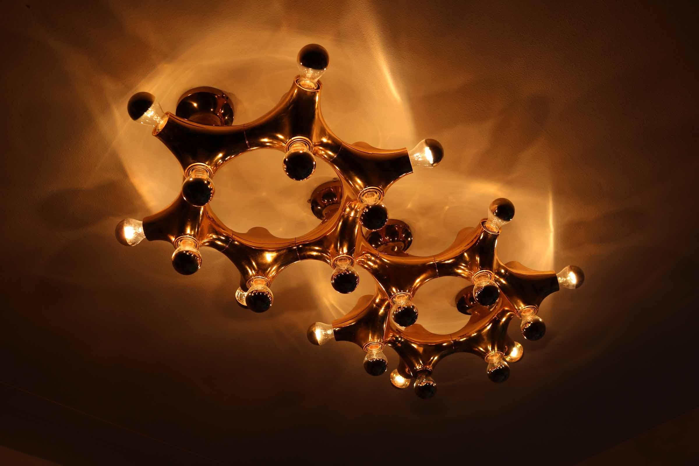 Rare Large Cosack Gemini Flush Mount Ceiling or Wall Lamp, Germany, 1960s 6