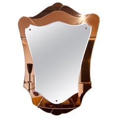 Rare large Cristal Arte rose gold & amber wall mirror