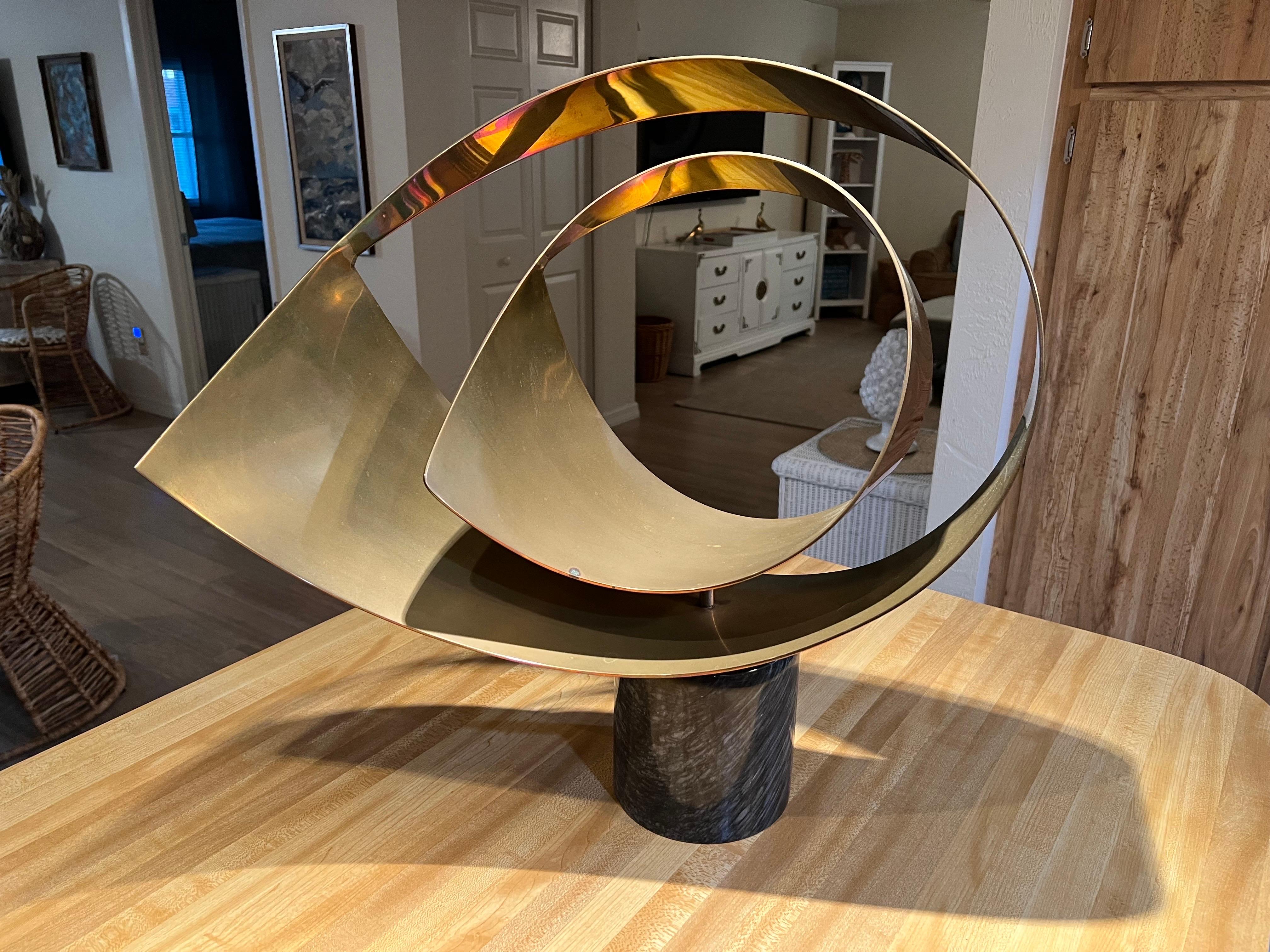Late 20th Century Rare Large Curtis Jere Abstract Brass Sculpture For Sale