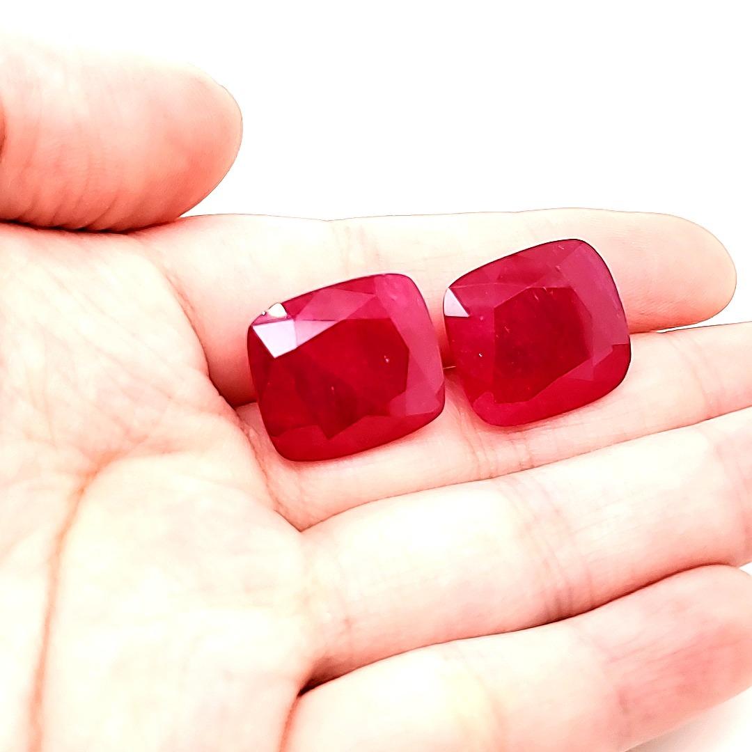 R 801

Rare large cushion pair of Burma no heat rubies cts 53.92 GRS certified. 

This is a large and rare set of rubies that deserve praise as finding a matching pair in these sizes is difficult. 

These rubies, as many other rubies, have