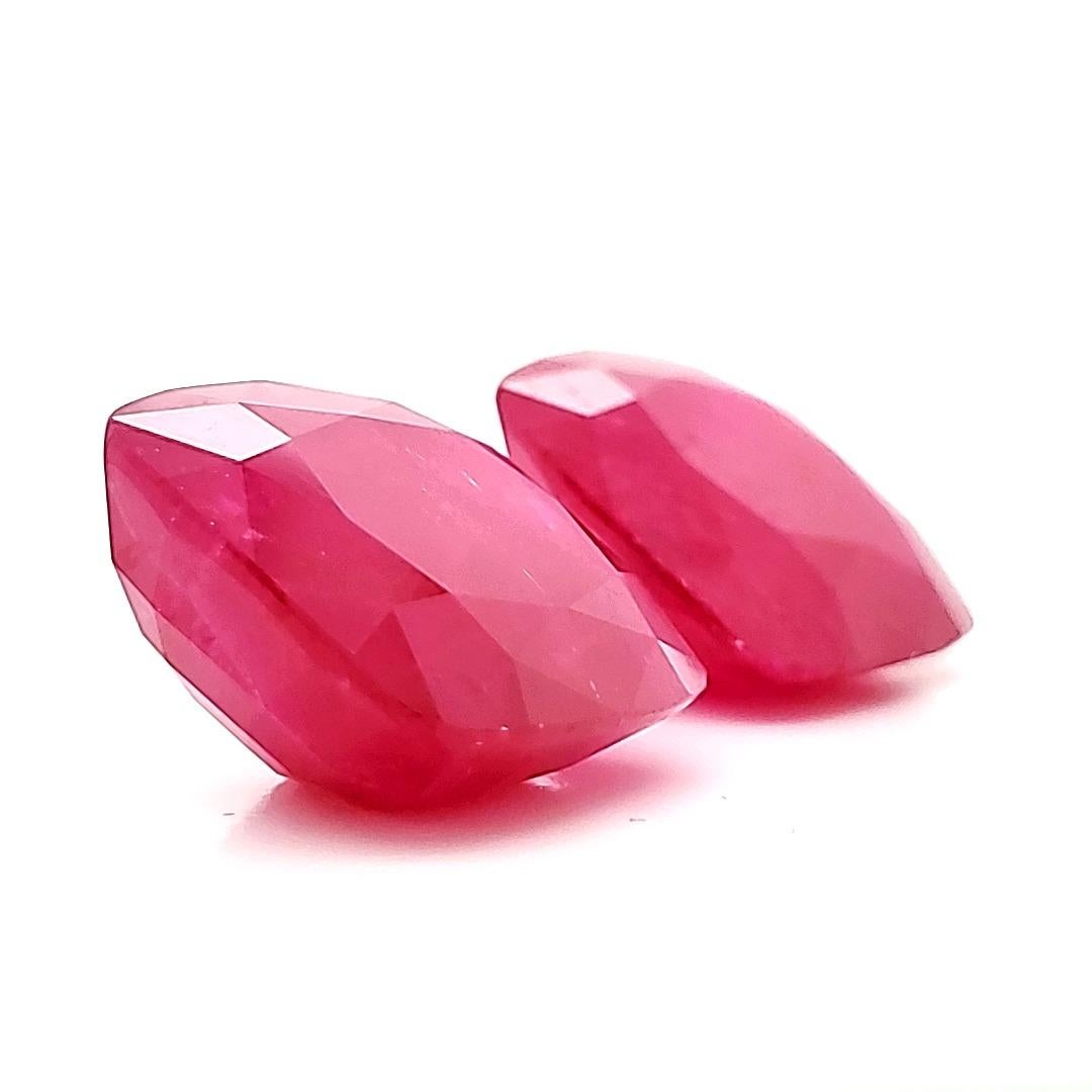 Rare large cushion pair of Burma no heat rubies cts 53.92 GRS certified For Sale 1