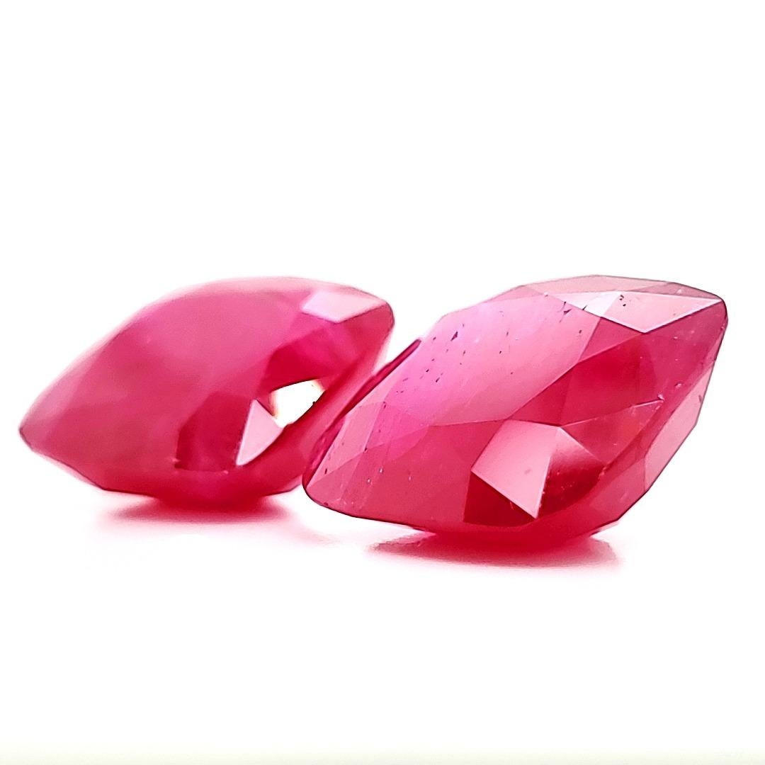 Rare large cushion pair of Burma no heat rubies cts 53.92 GRS certified For Sale 2