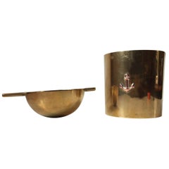 Rare Large Cylinda-Line Brass Cigar Ashtray by Arne Jacobsen for Stelton, 1960s