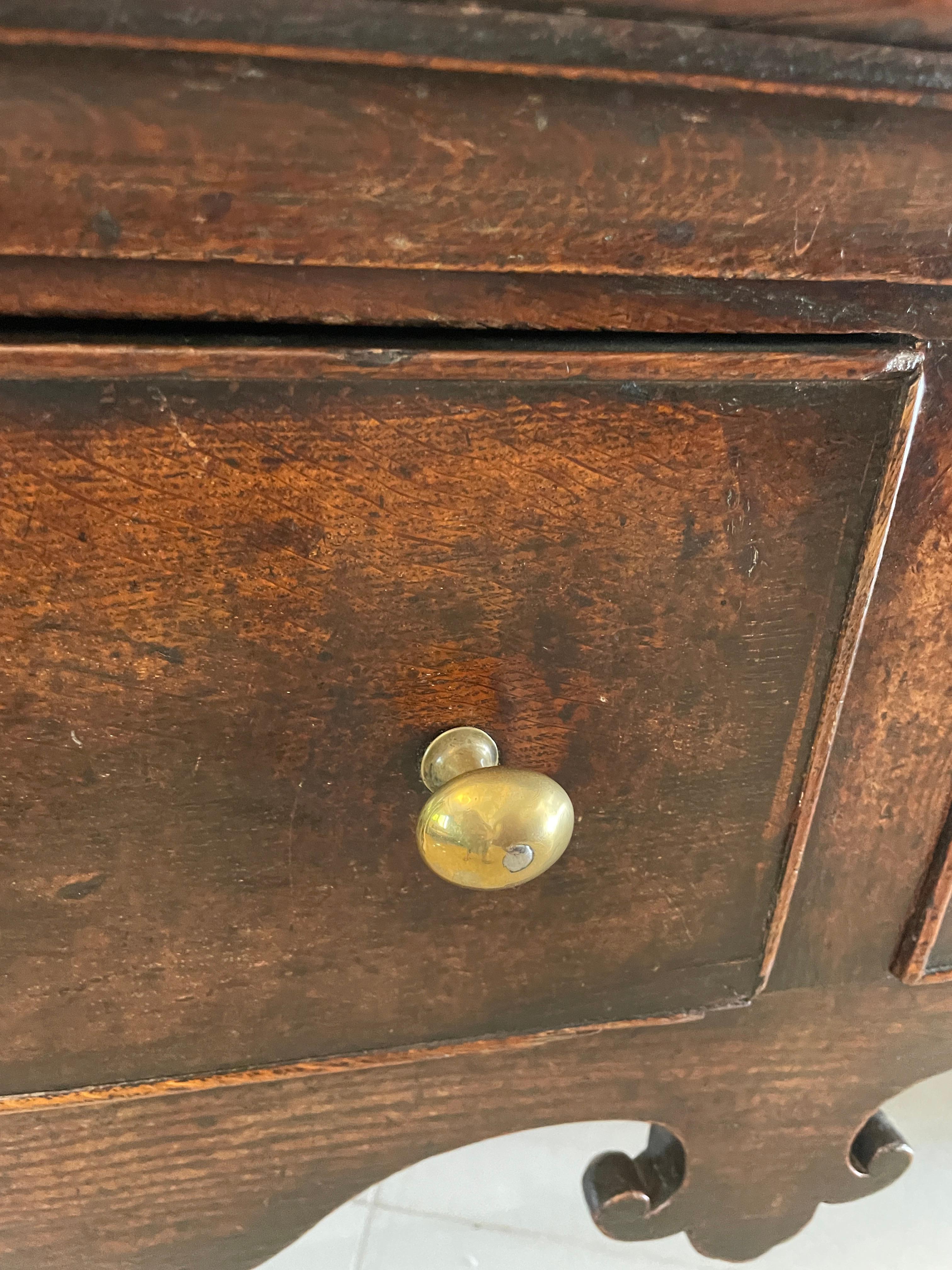 Rare Large Early 18th Century Antique Quality Oak Dresser Base 2