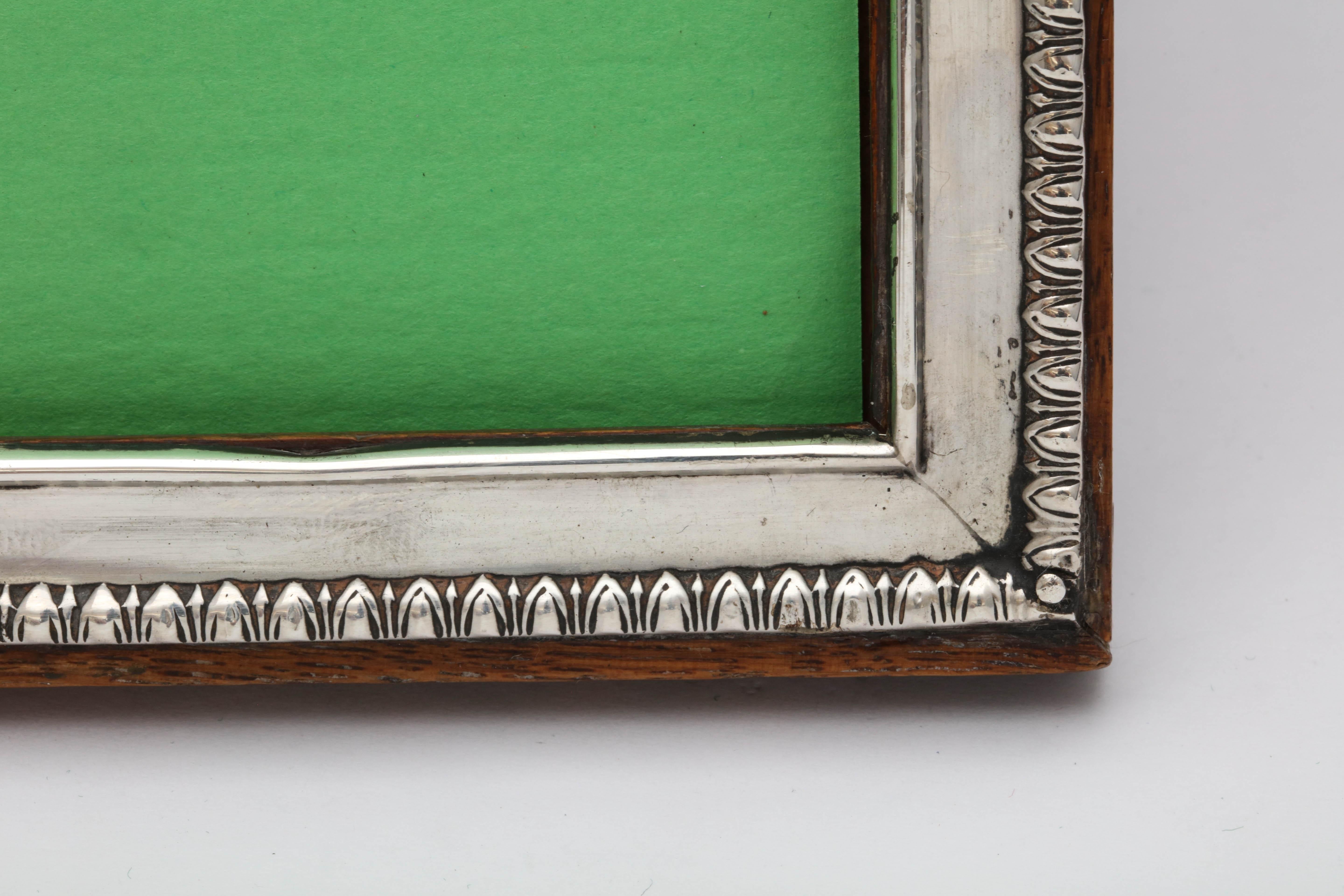 Rare, Large, Edwardian Sterling Silver Picture Frame with Wood Back In Good Condition In New York, NY