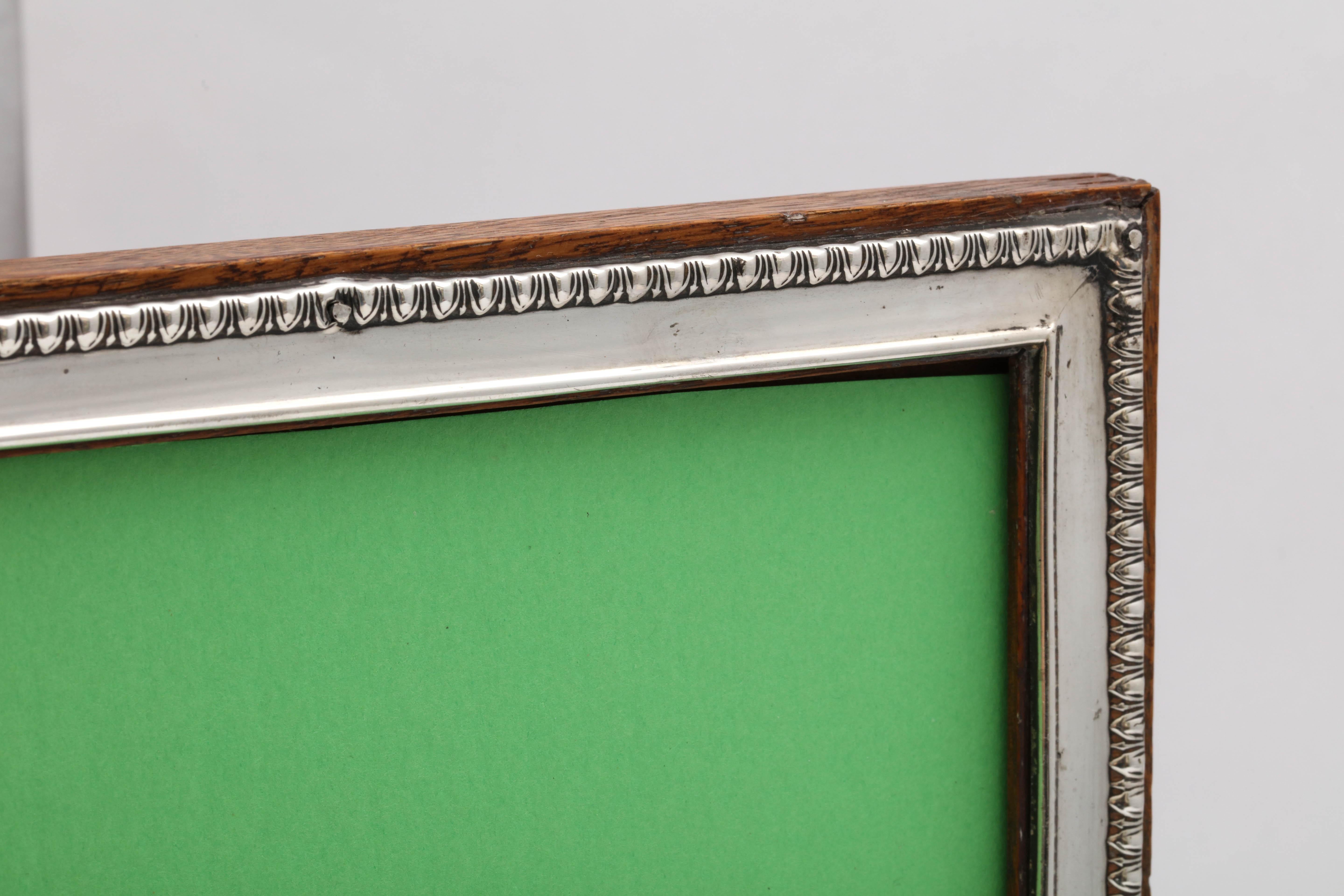 Early 20th Century Rare, Large, Edwardian Sterling Silver Picture Frame with Wood Back