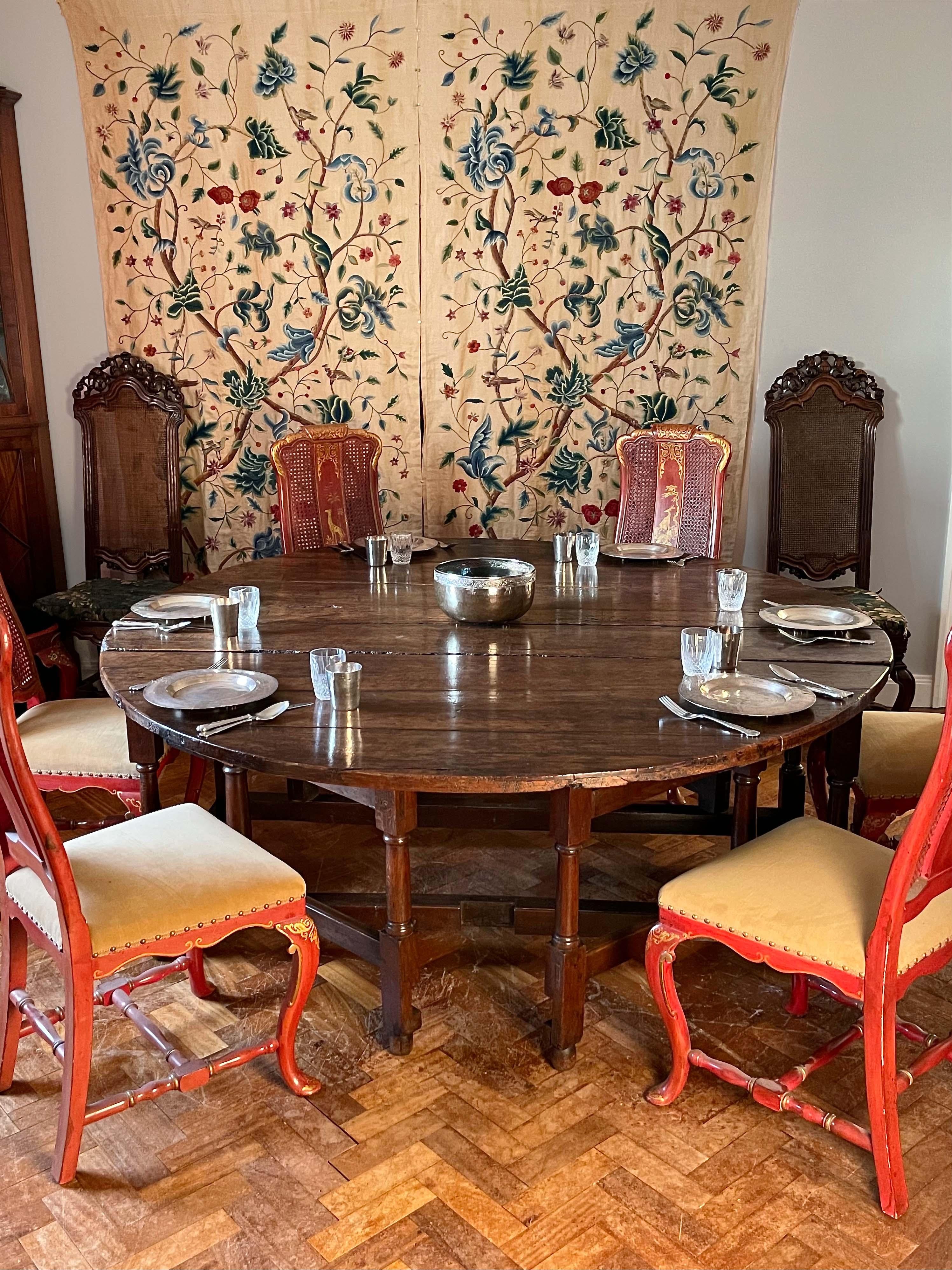 A large and very impressive solid walnut double-gateleg drop-leaf table of deep rich colour. 
Mid-17th century, ca 1650.

Dimensions:
L or W: 71’’ (180 cm) flaps up, ie fully extended
D 30’’ (77cm) flaps down
H 30’’ (77cm)

Nb. It is rare to find