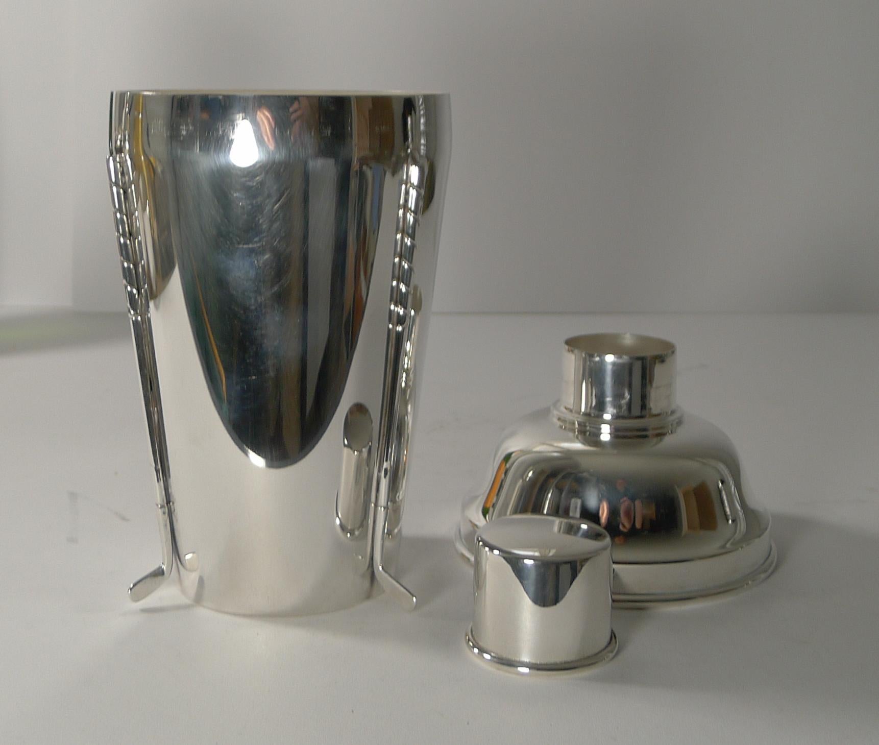 Rare Large English Golfing Cocktail Shaker by Walker & Hall c.1930 4