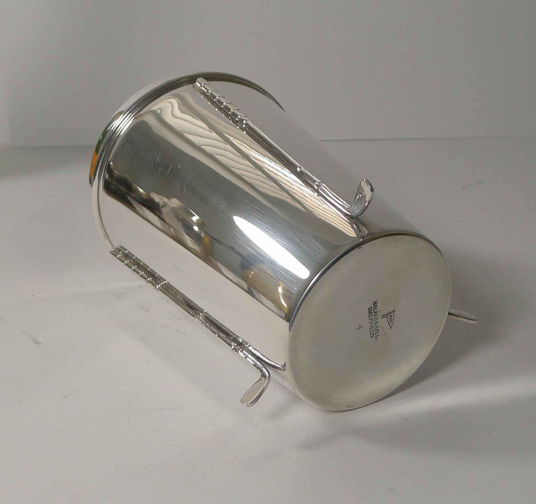 Mid-20th Century Rare Large English Golfing Cocktail Shaker by Walker & Hall c.1930