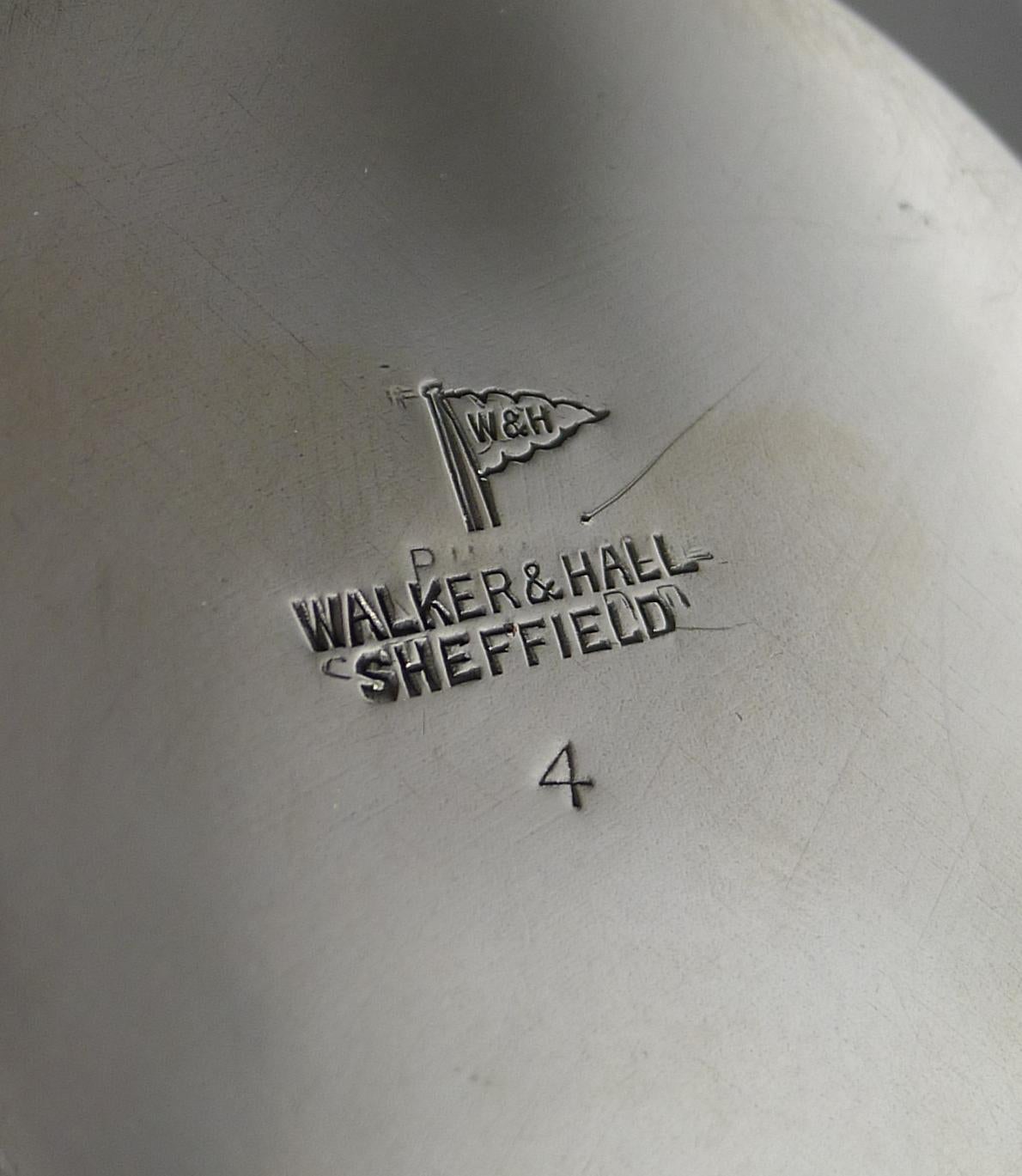 Silver Plate Rare Large English Golfing Cocktail Shaker by Walker & Hall c.1930
