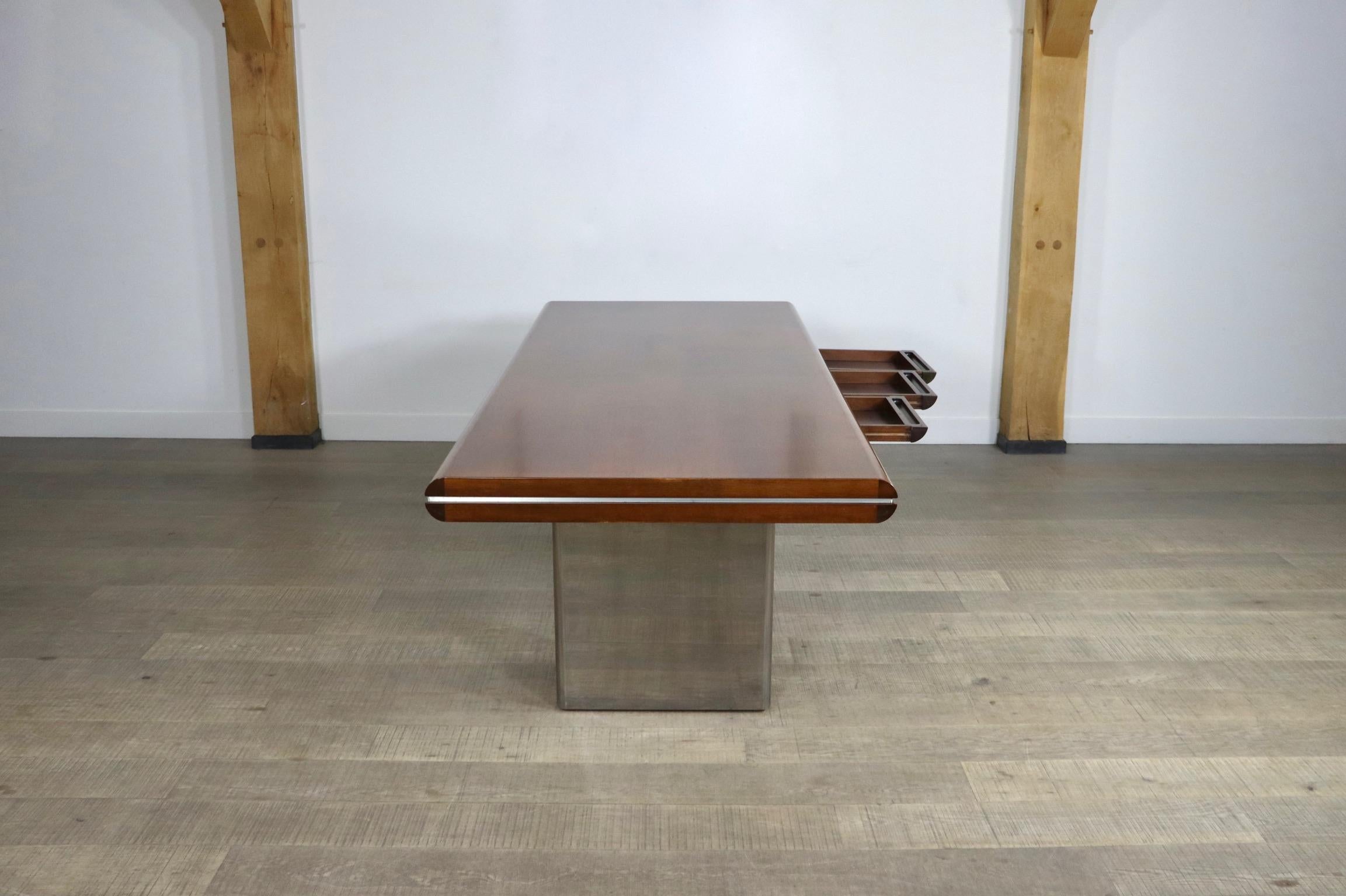 Rare Large Executive Desk By Hans Von Klier For Skipper, Italy 1970s For Sale 6