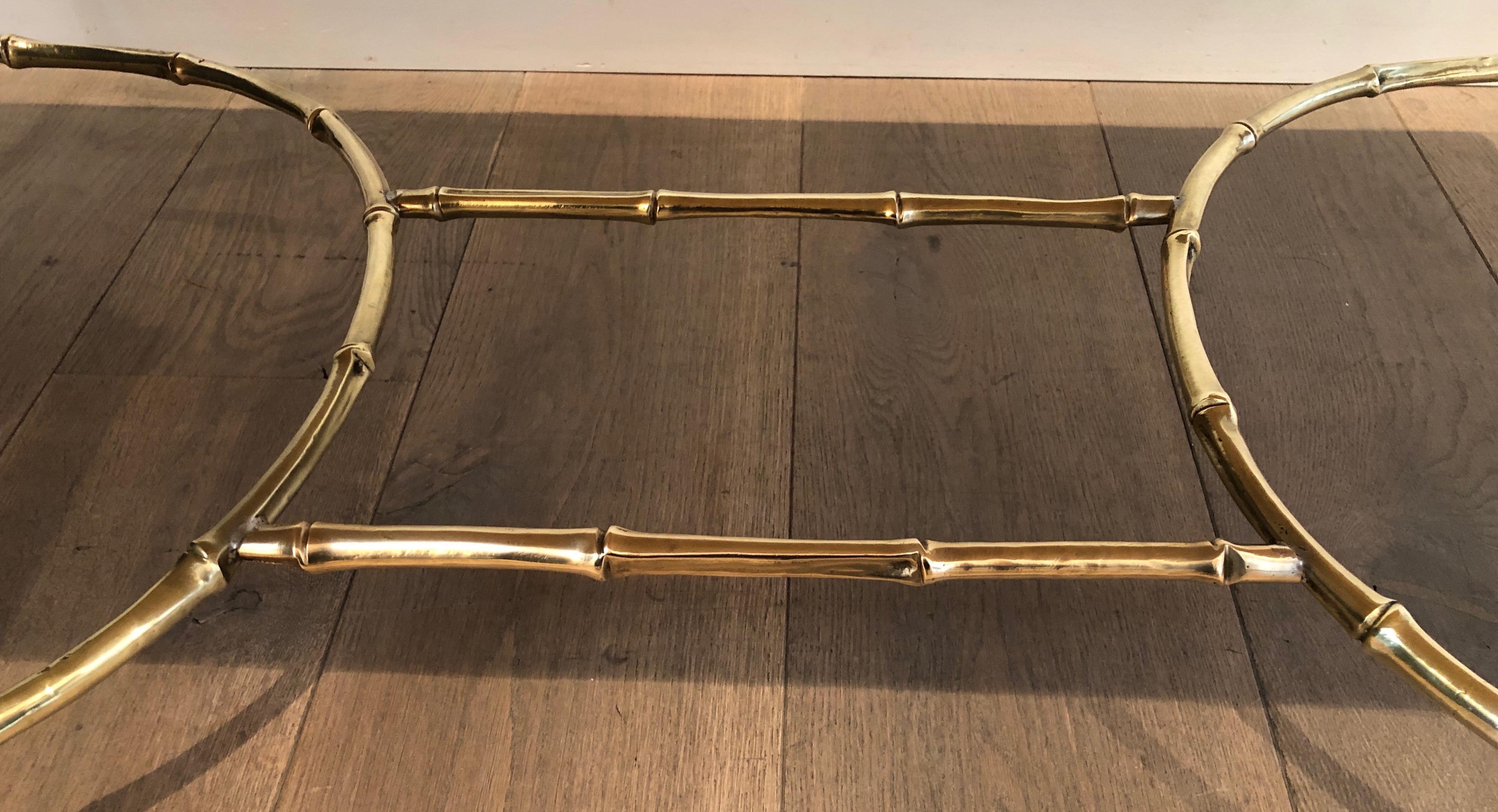 Rare Large Faux-Bamboo Bronze Coffee Table by Maison Baguès 3