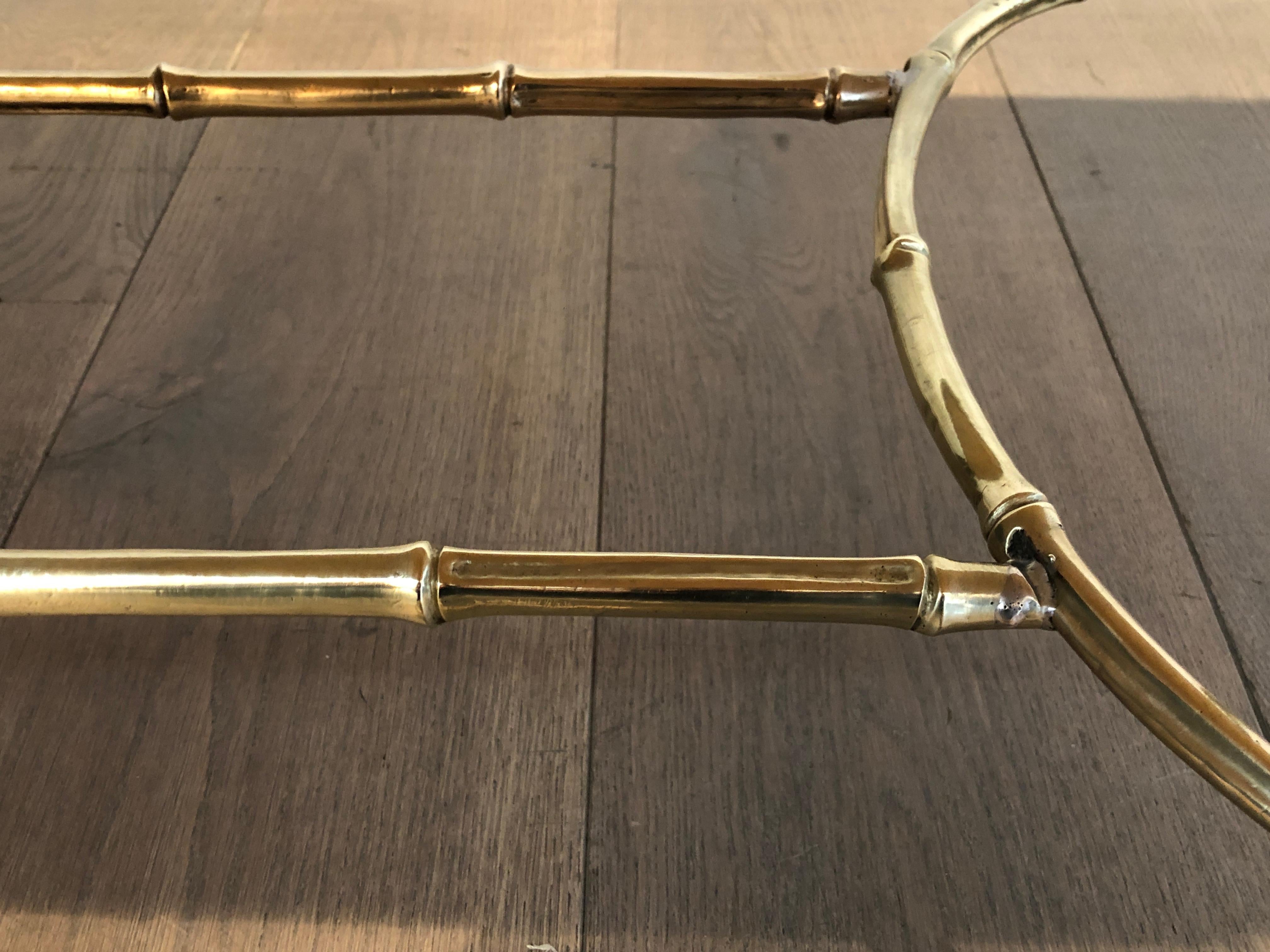 Rare Large Faux-Bamboo Bronze Coffee Table by Maison Baguès 4