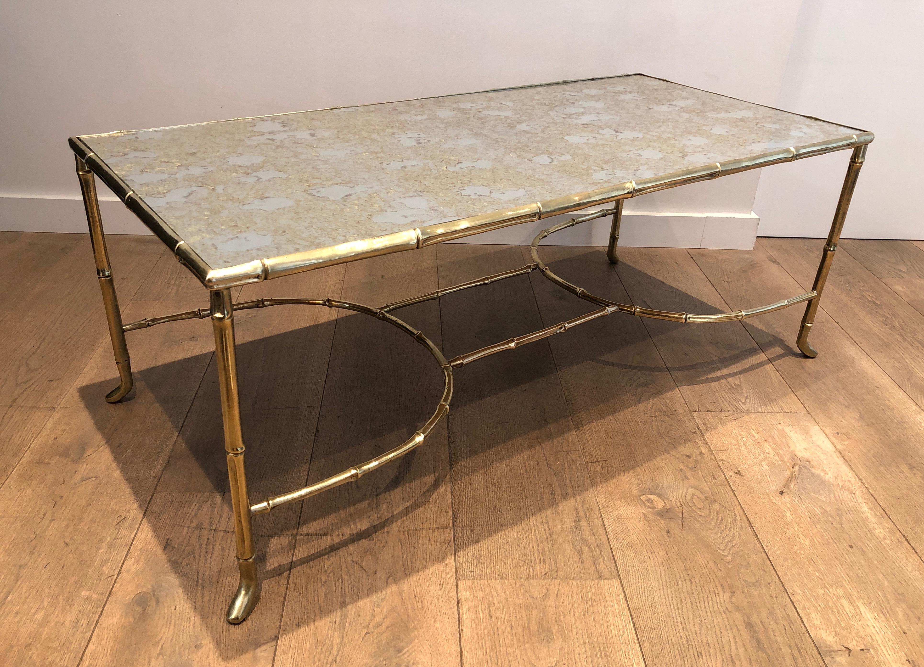 Rare Large Faux-Bamboo Bronze Coffee Table by Maison Baguès 5