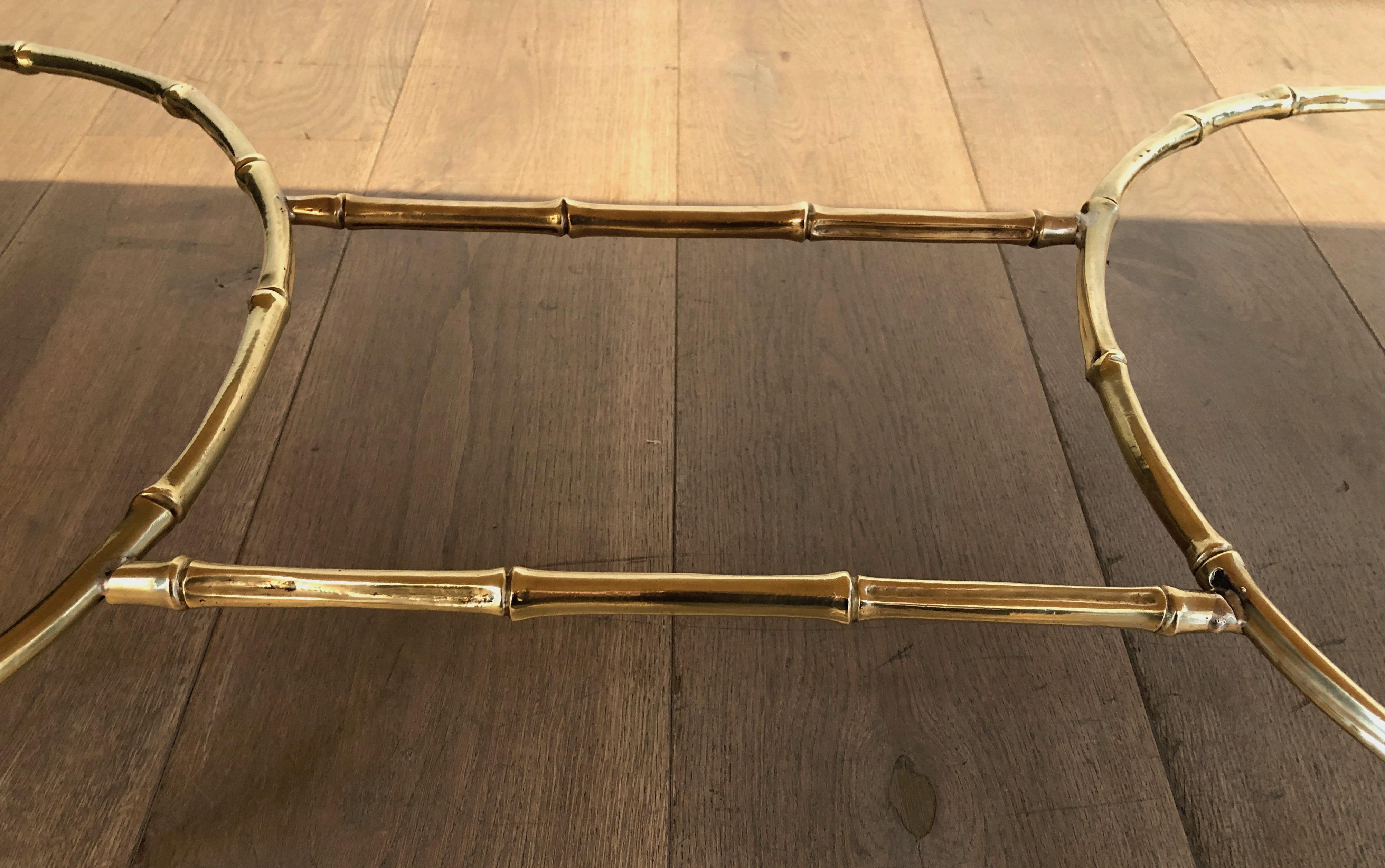 Rare Large Faux-Bamboo Bronze Coffee Table by Maison Baguès 10