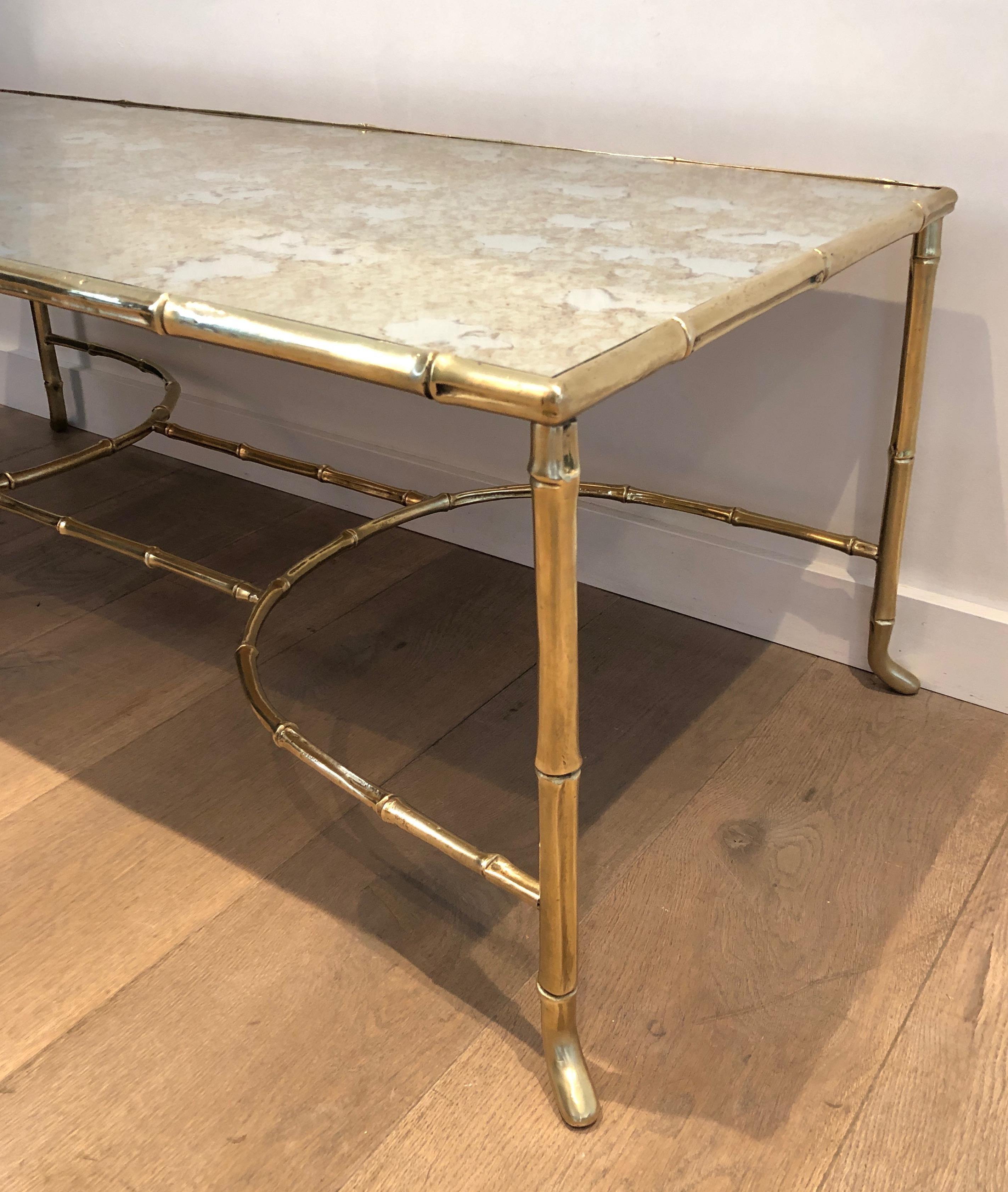 Rare Large Faux-Bamboo Bronze Coffee Table by Maison Baguès 11