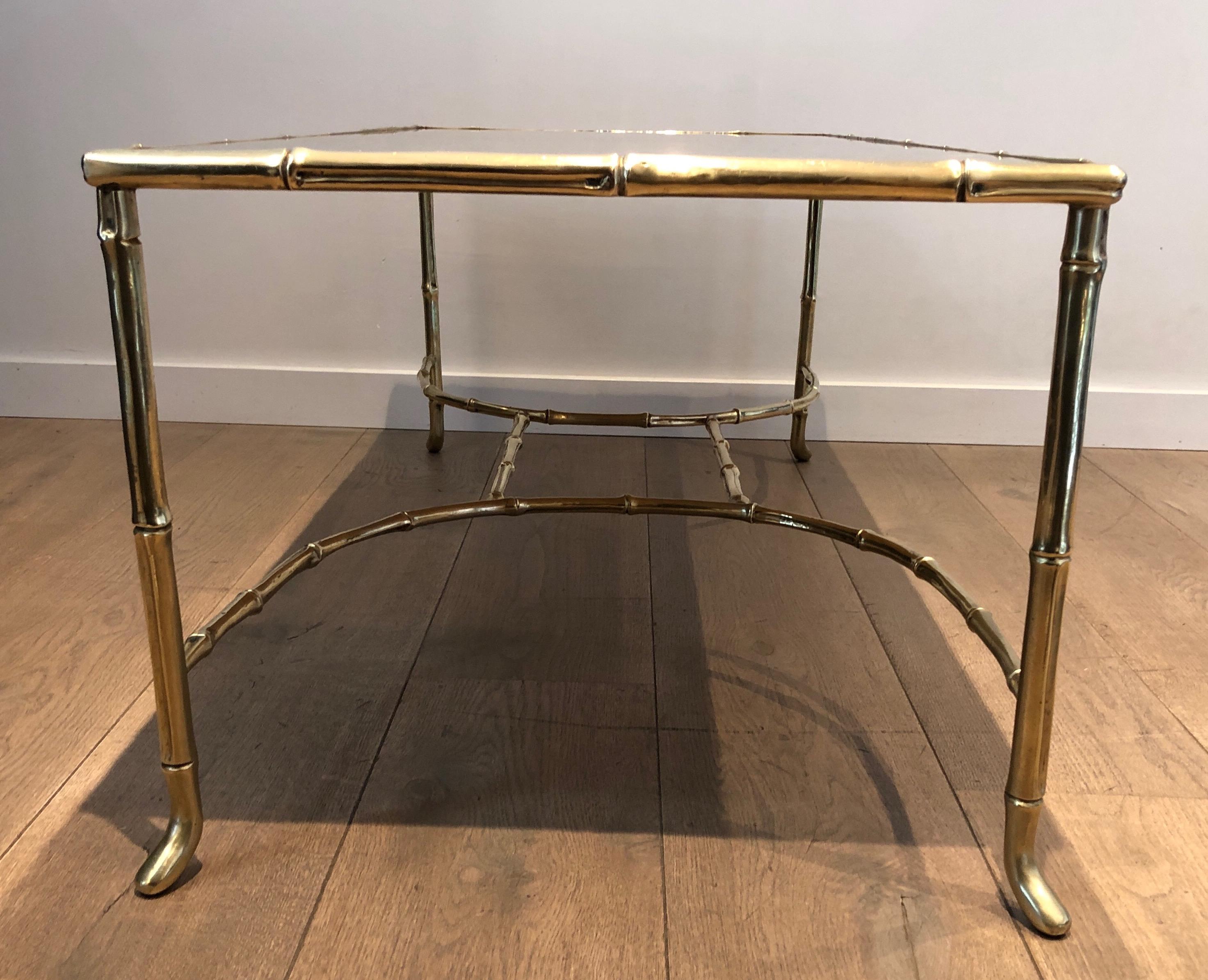 Mid-20th Century Rare Large Faux-Bamboo Bronze Coffee Table by Maison Baguès