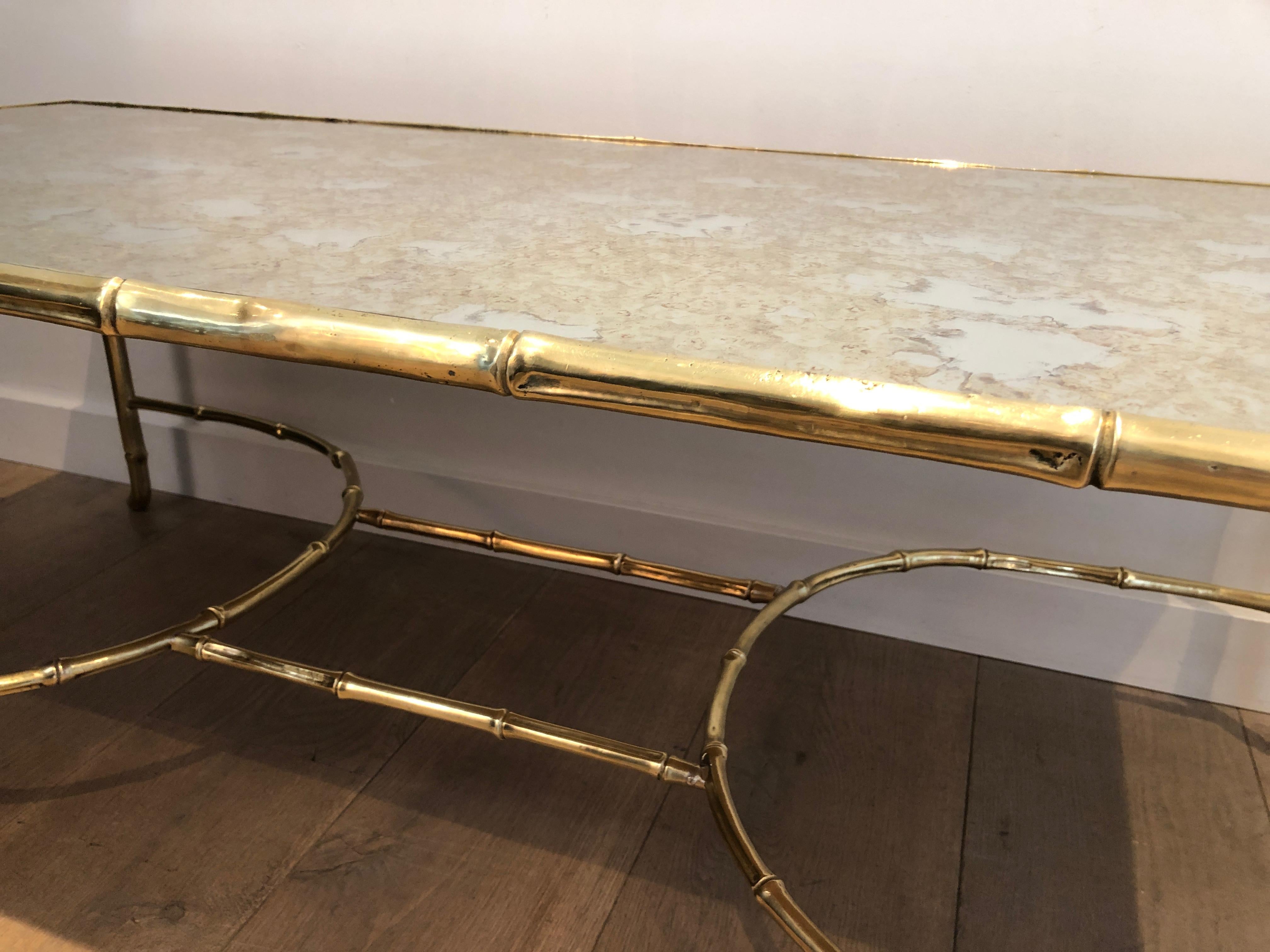 Rare Large Faux-Bamboo Bronze Coffee Table by Maison Baguès 1