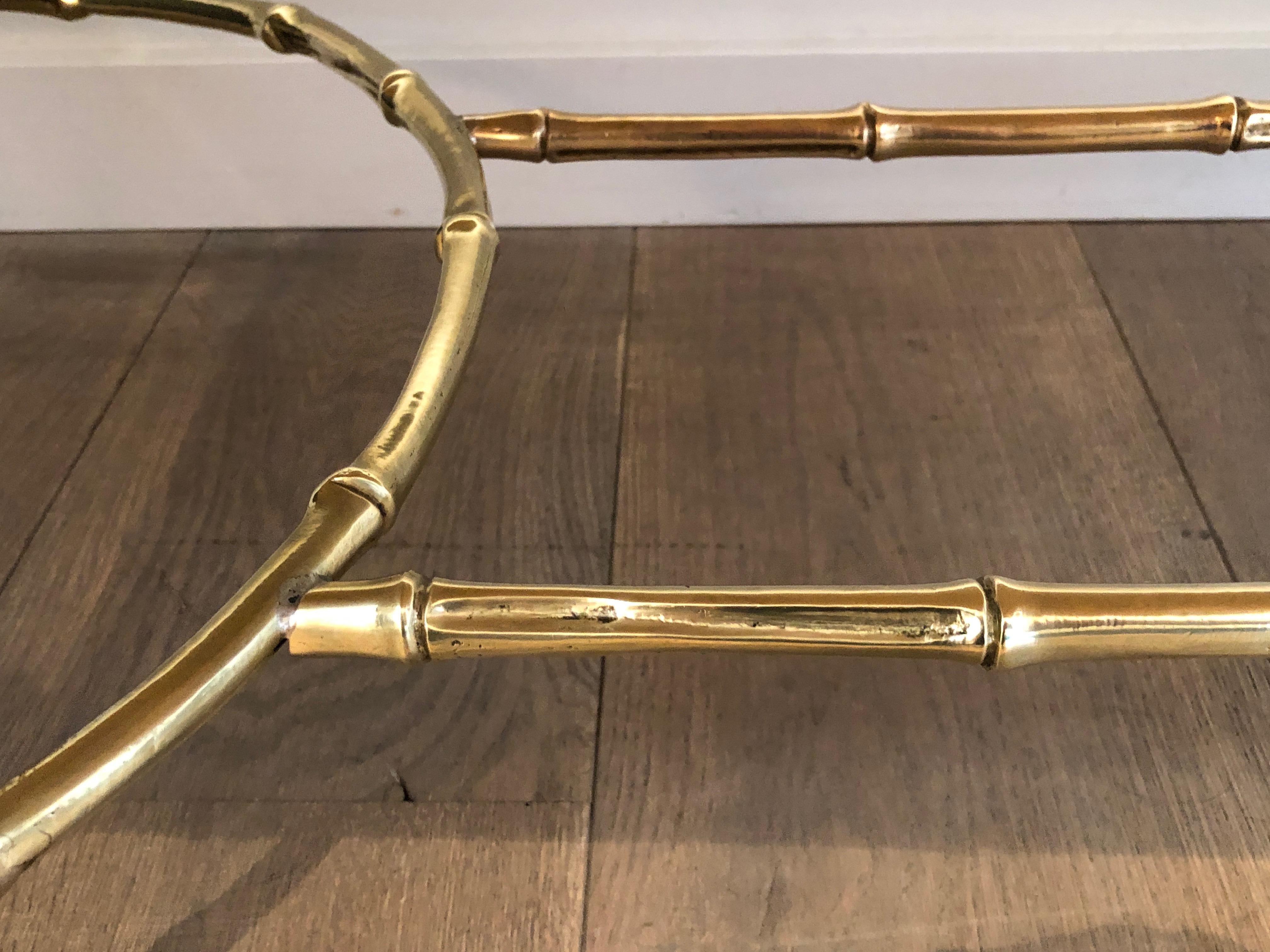 Rare Large Faux-Bamboo Bronze Coffee Table by Maison Baguès 2