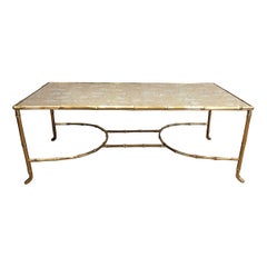Grande table basse rare en bronze imitation bambou de la Maison Baguès