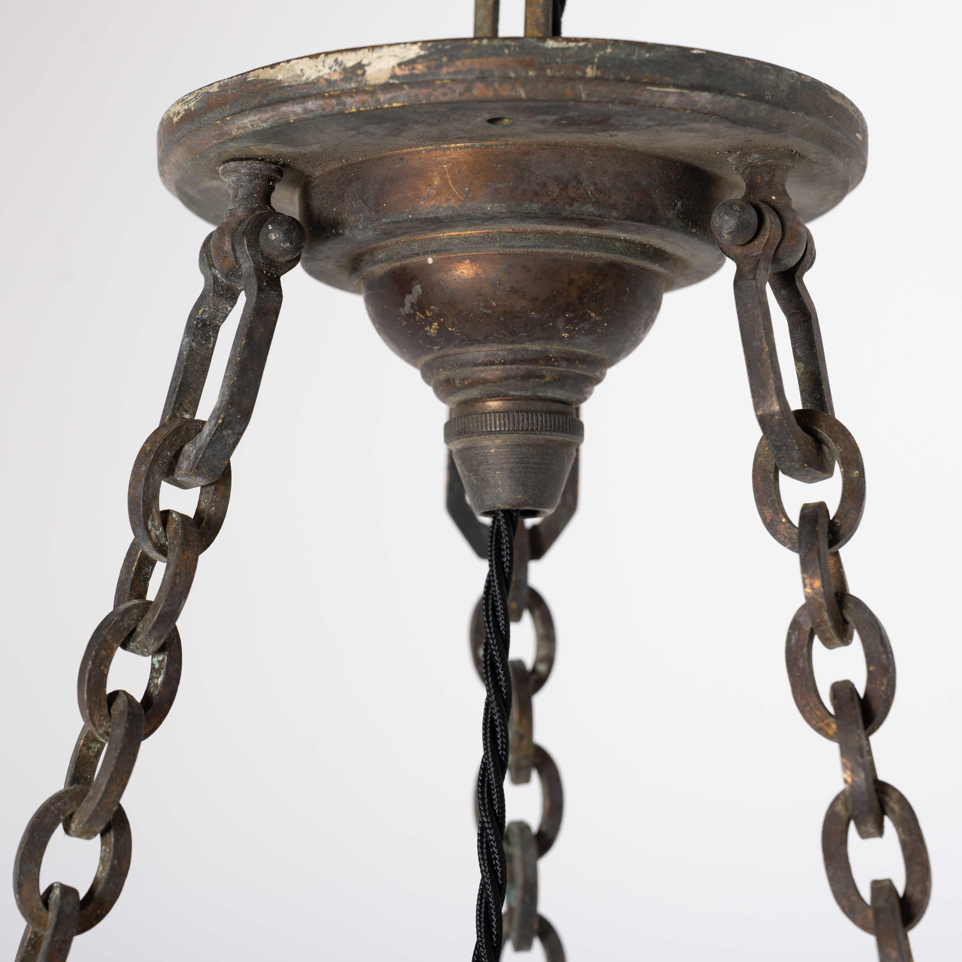 Raro Plafonnier F&C Osler di grandi dimensioni in vetro satinato, con montatura originale in bronzo fuso. in vendita 9