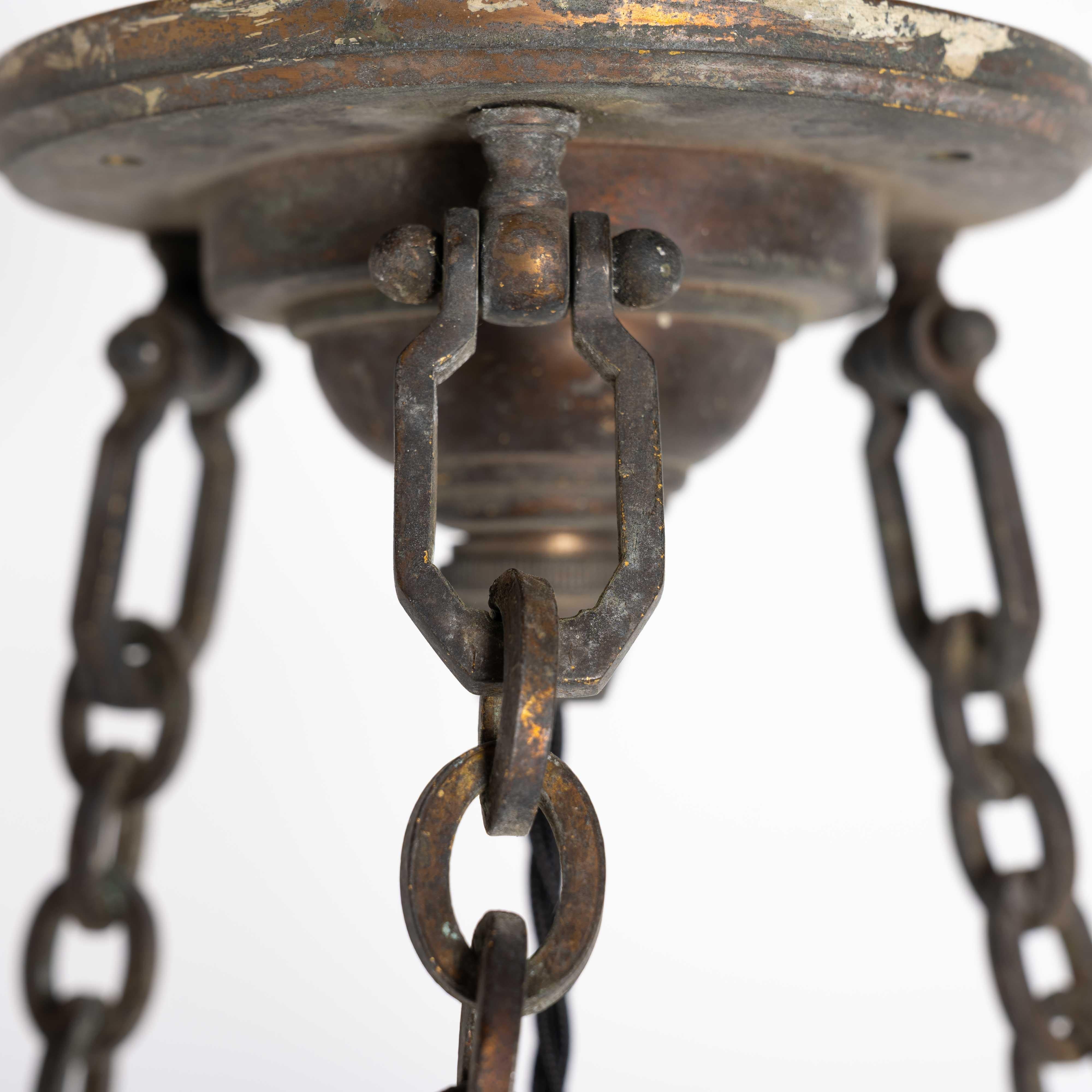 Calco Raro Plafonnier F&C Osler di grandi dimensioni in vetro satinato, con montatura originale in bronzo fuso. in vendita