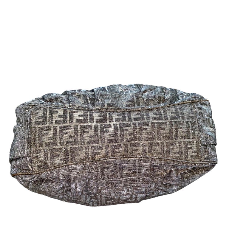 UNWORN Fendi Large Metallic Lurex Zucca FF Print Shoulder Tote Shopper Bag For Sale 1