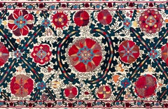 Rare Large Format Antique Suzani Silk Embroidery, 19th C.