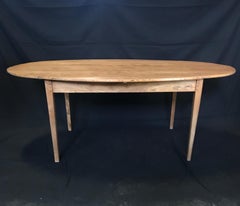 Rare Large French 19th Century Oval Fruitwood Farm Table