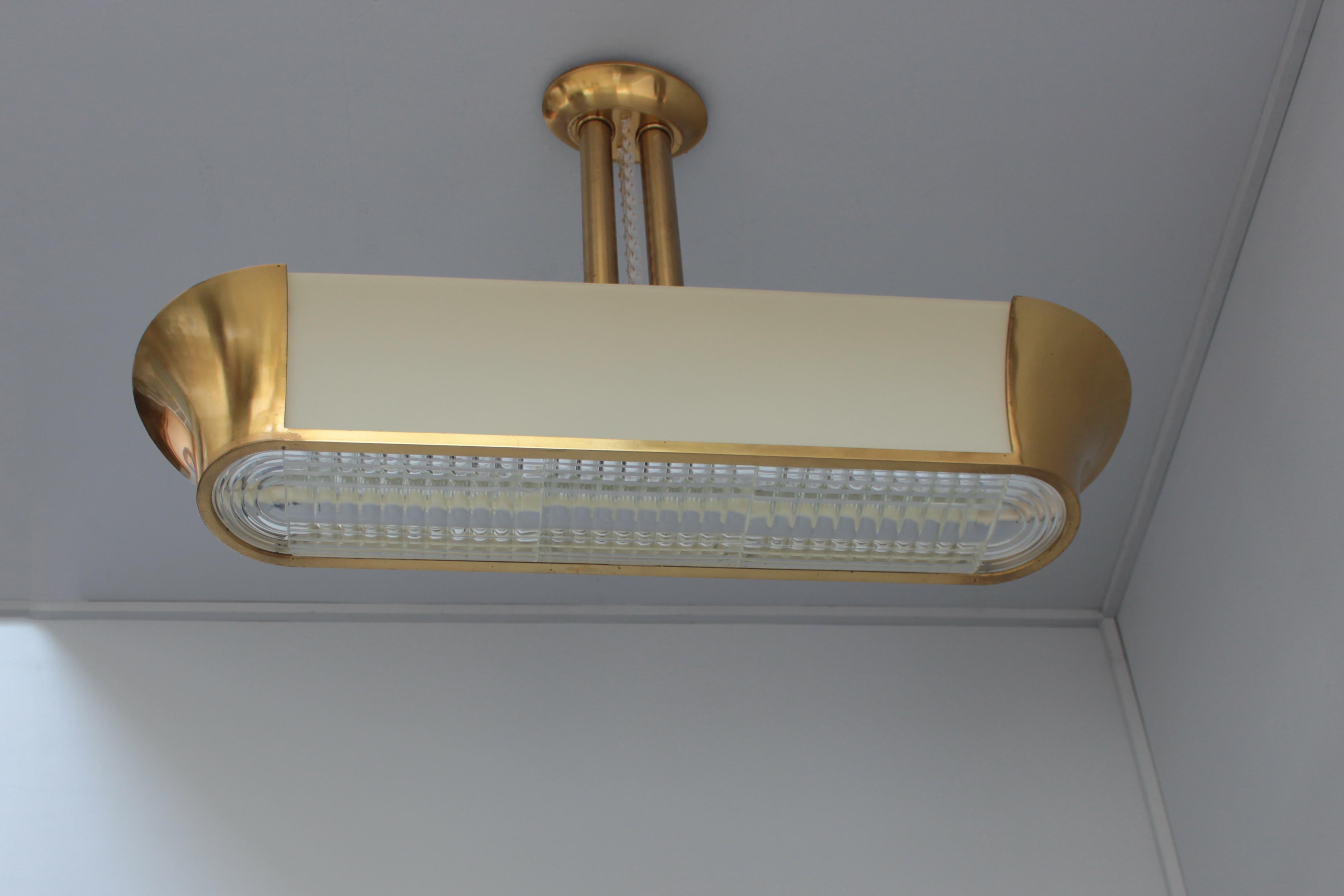 Rare Large French Art Deco Chandelier by Jean Perzel For Sale 7