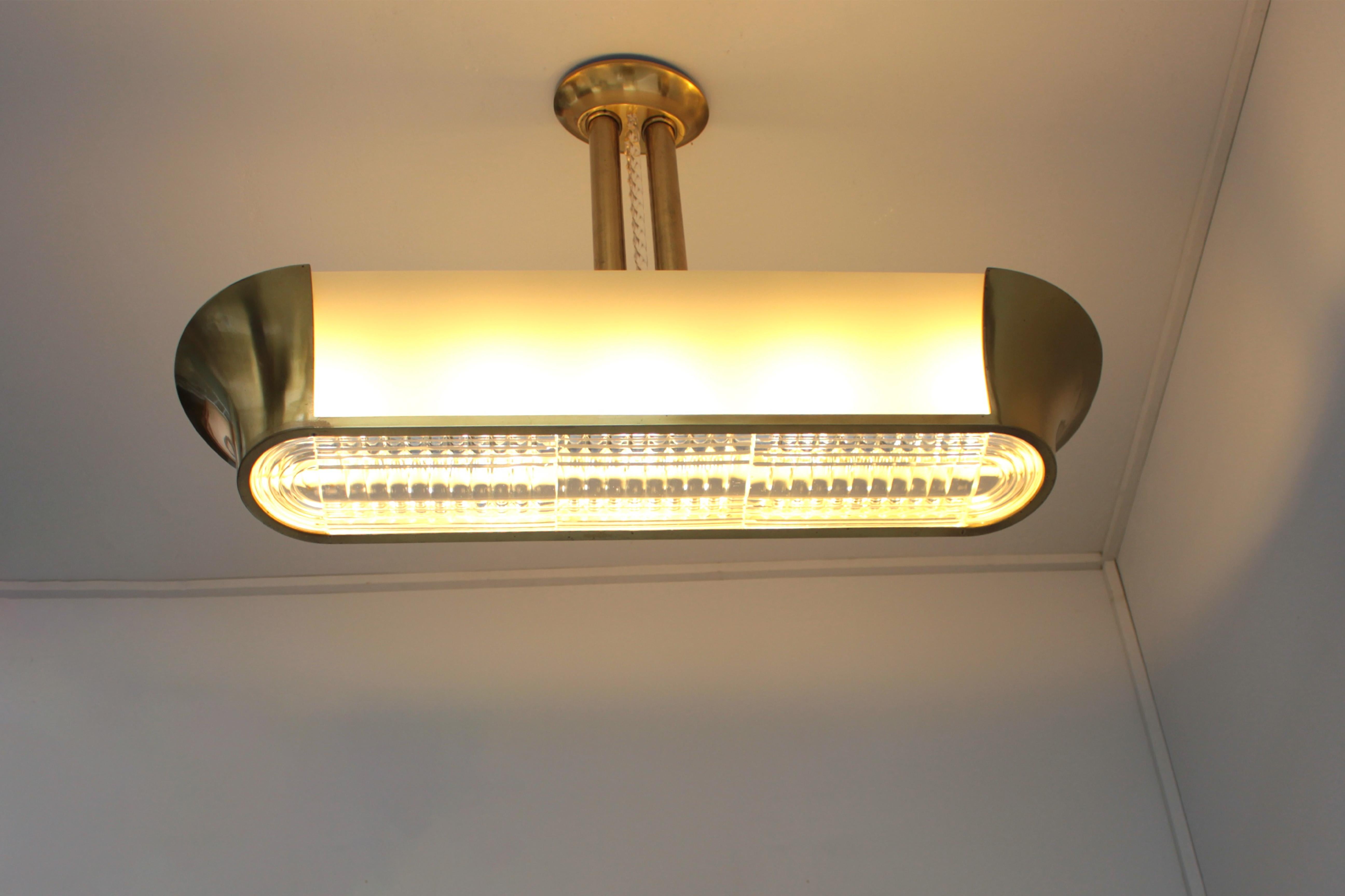 Rare Large French Art Deco Chandelier by Jean Perzel For Sale 8
