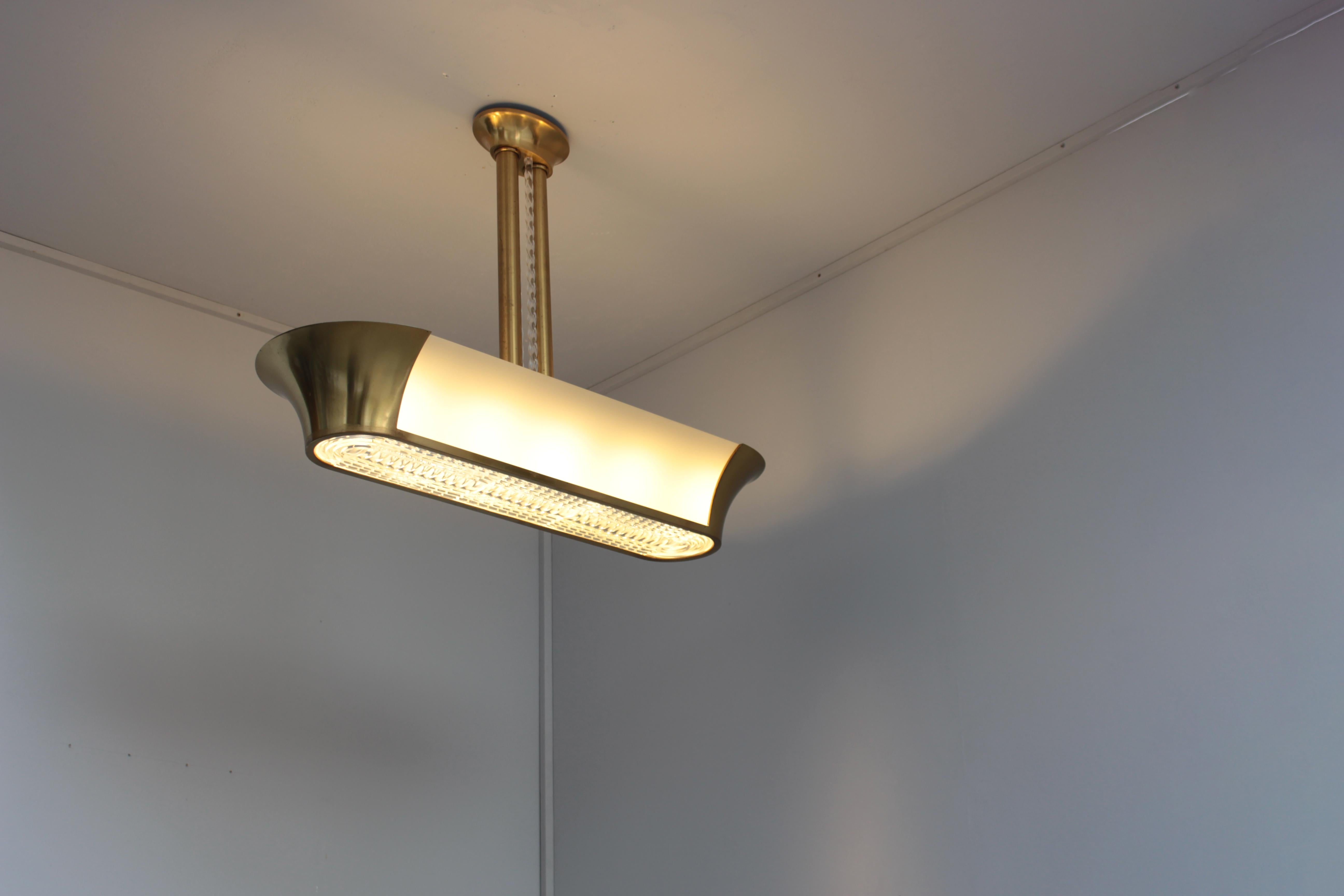 Rare Large French Art Deco Chandelier by Jean Perzel In Fair Condition For Sale In Long Island City, NY