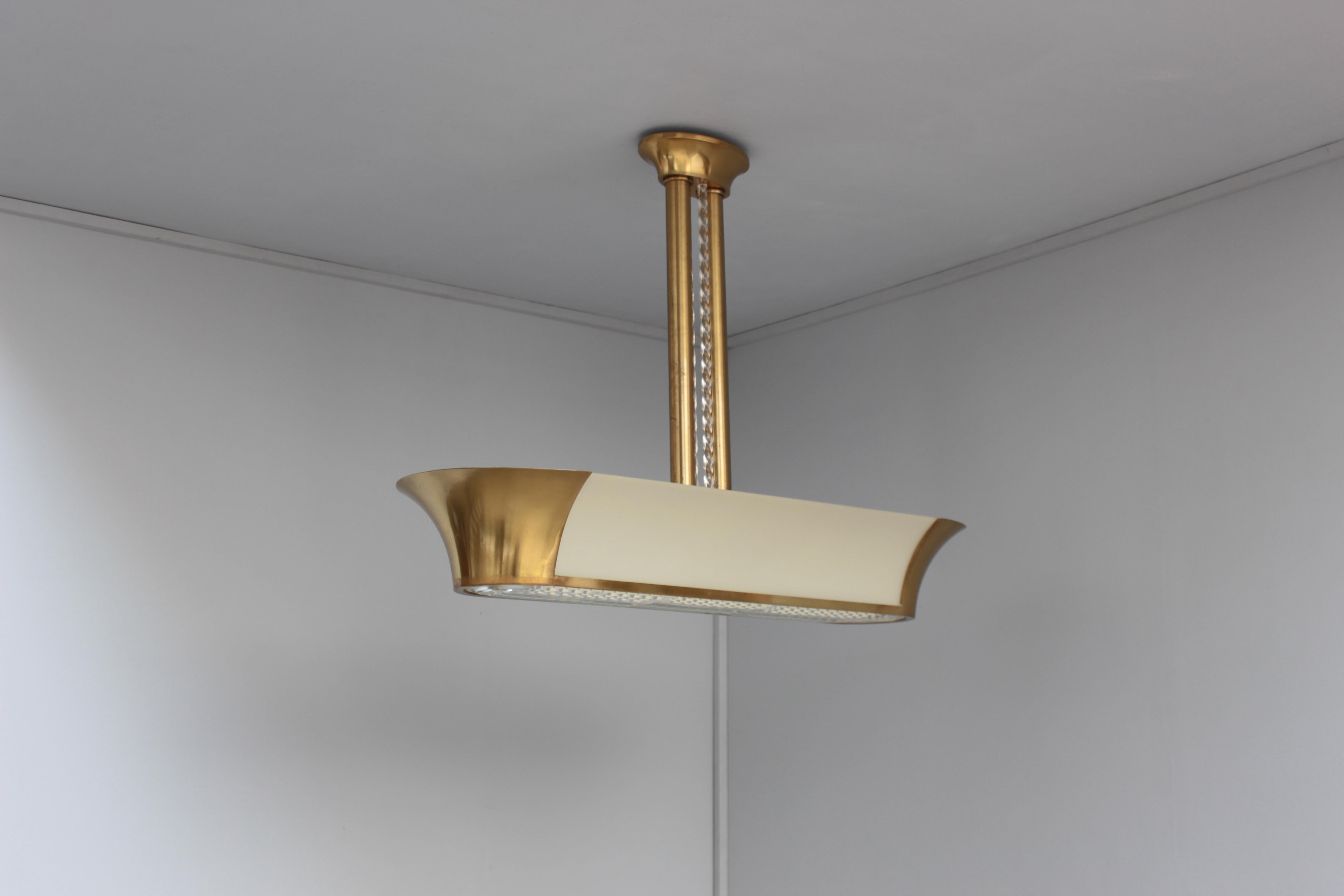 Mid-20th Century Rare Large French Art Deco Chandelier by Jean Perzel For Sale