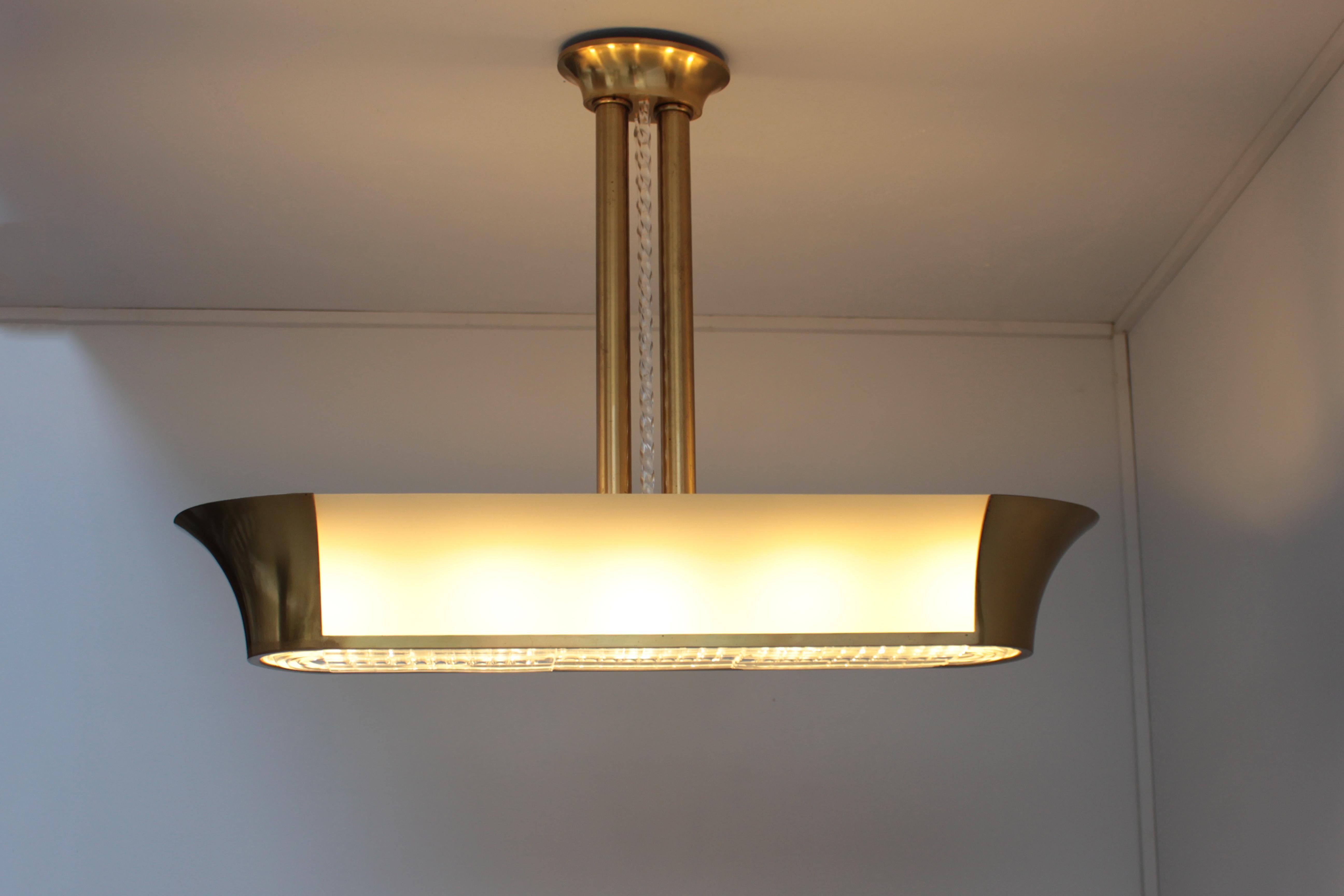 Rare Large French Art Deco Chandelier by Jean Perzel For Sale 1