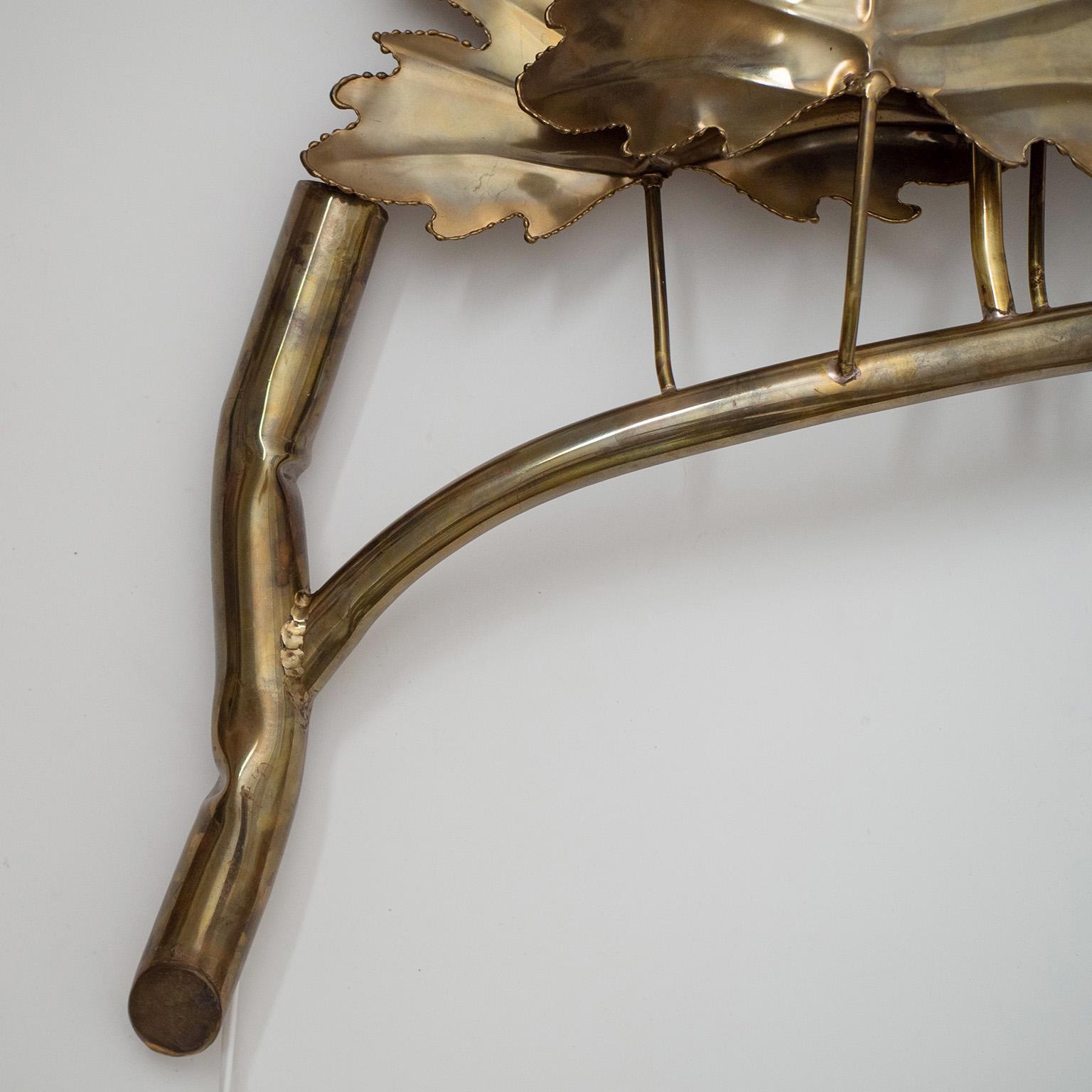 Late 20th Century Rare Large French Brass Wall Light, circa 1980 For Sale