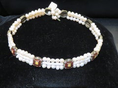 Rare Large Fresh Water Art Deco Victorian Pearl Gorgeous Enamel Choker Necklace