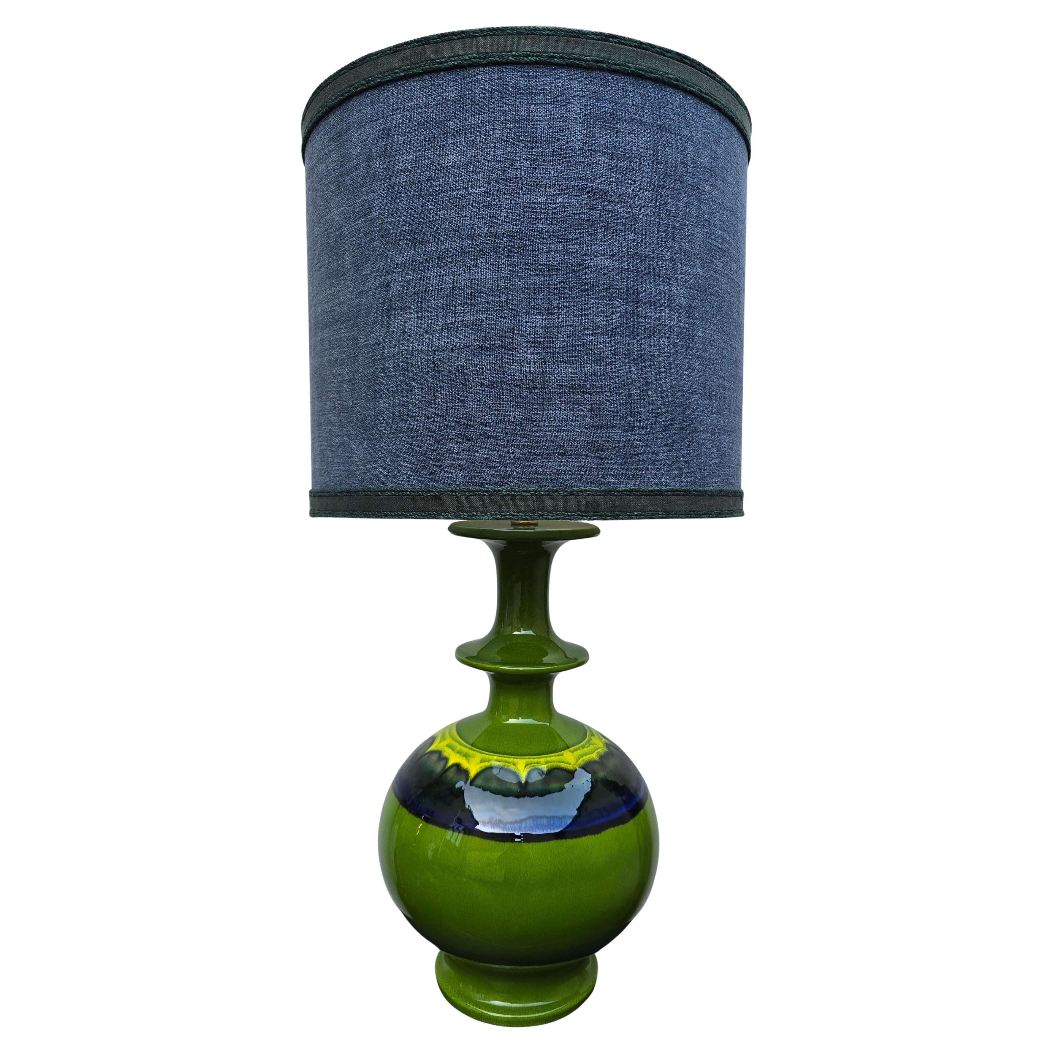Rare grande lampe de table en poterie allemande de Hutschenreuther Le Lion - années 1960