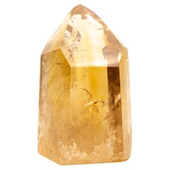 Rare Large Golden Orange Citrine Obelisk Tower with Graphite Rutile Inclusions