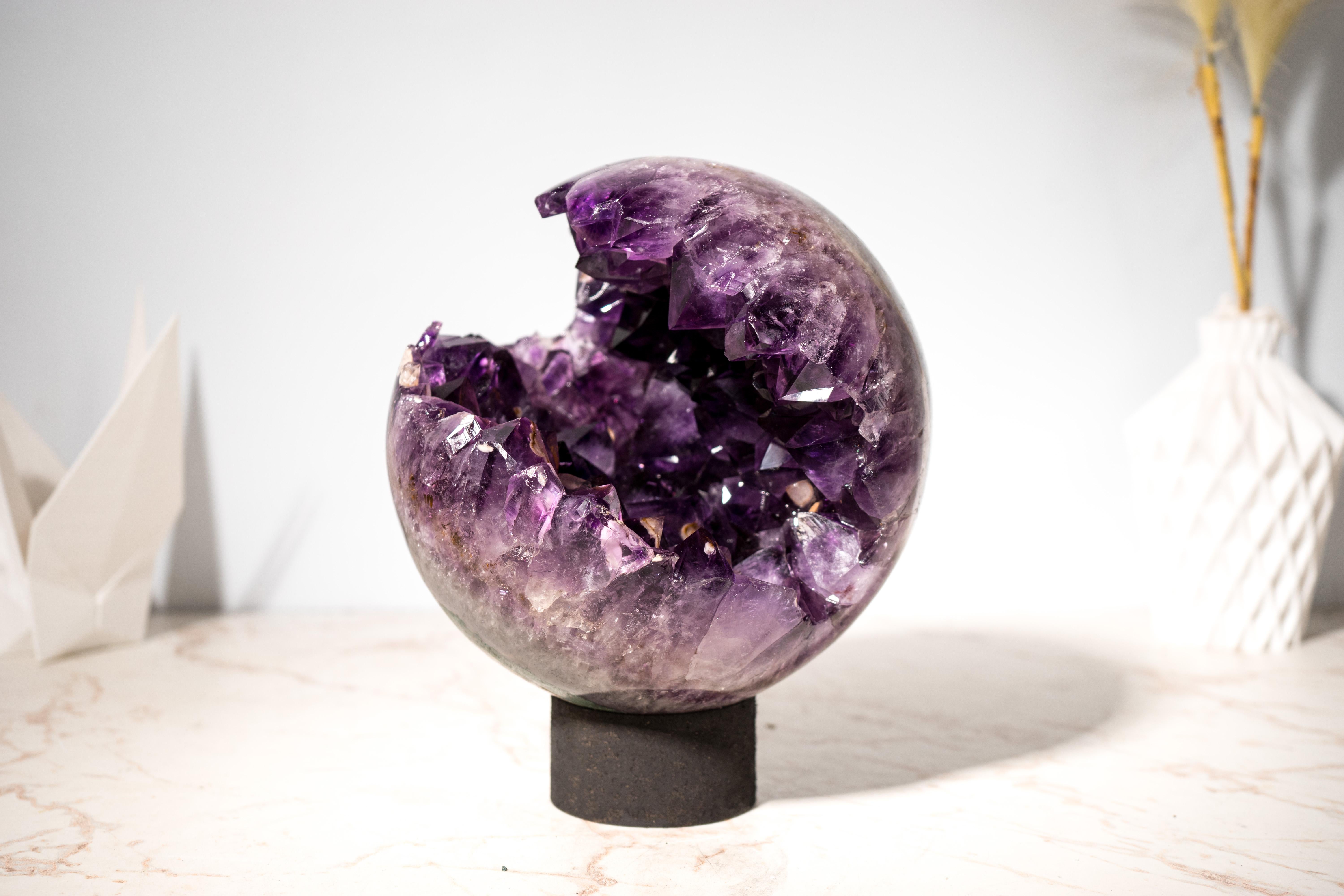 Rare grande sphère d'améthyste violette, 9 pouces en vente 4