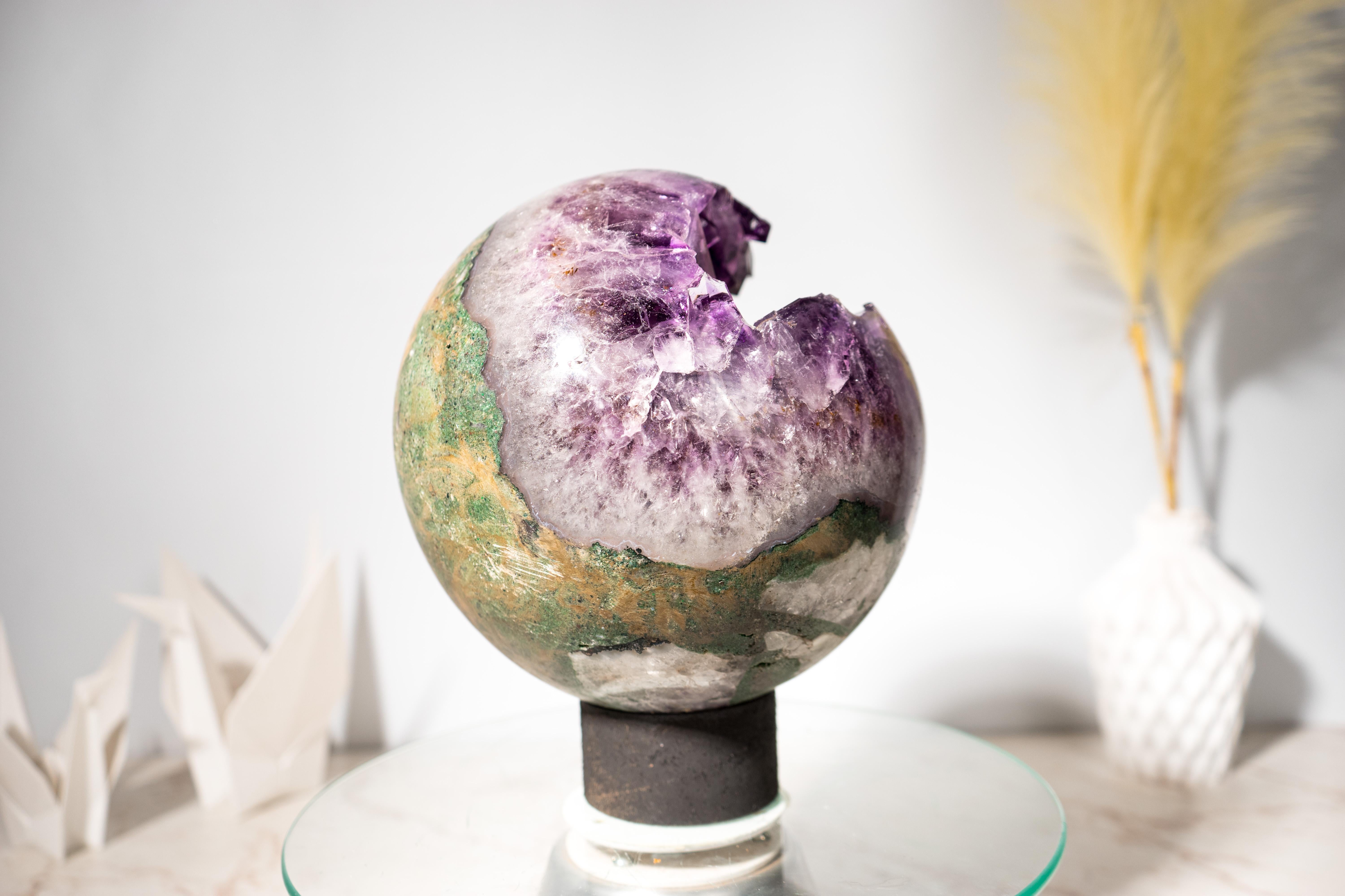 Rare grande sphère d'améthyste violette, 9 pouces en vente 1