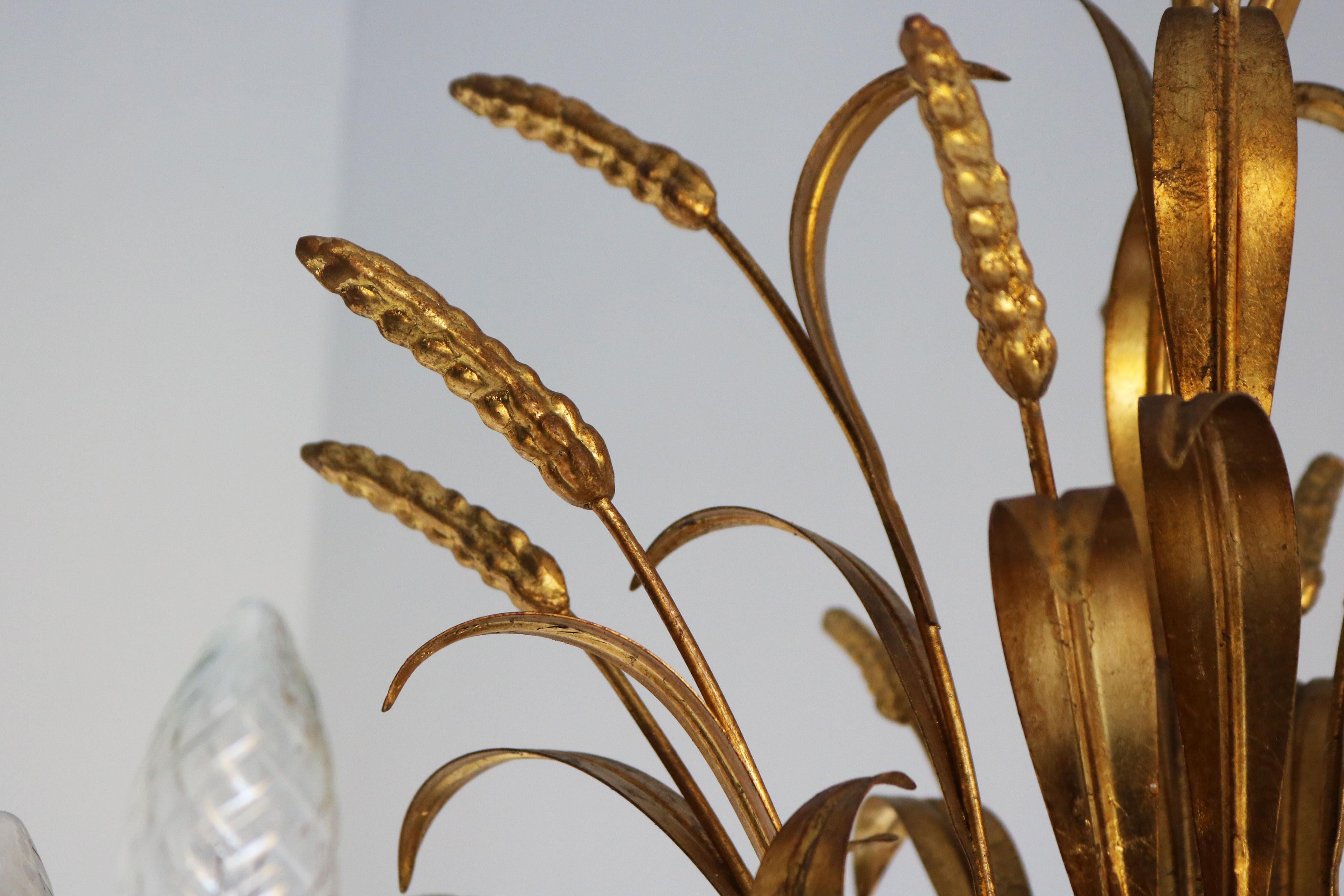 Raro grande lampadario Hans Kögl 1970 ''Cheaf of wheat'' Holywood Regency 8 braccia in vendita 2