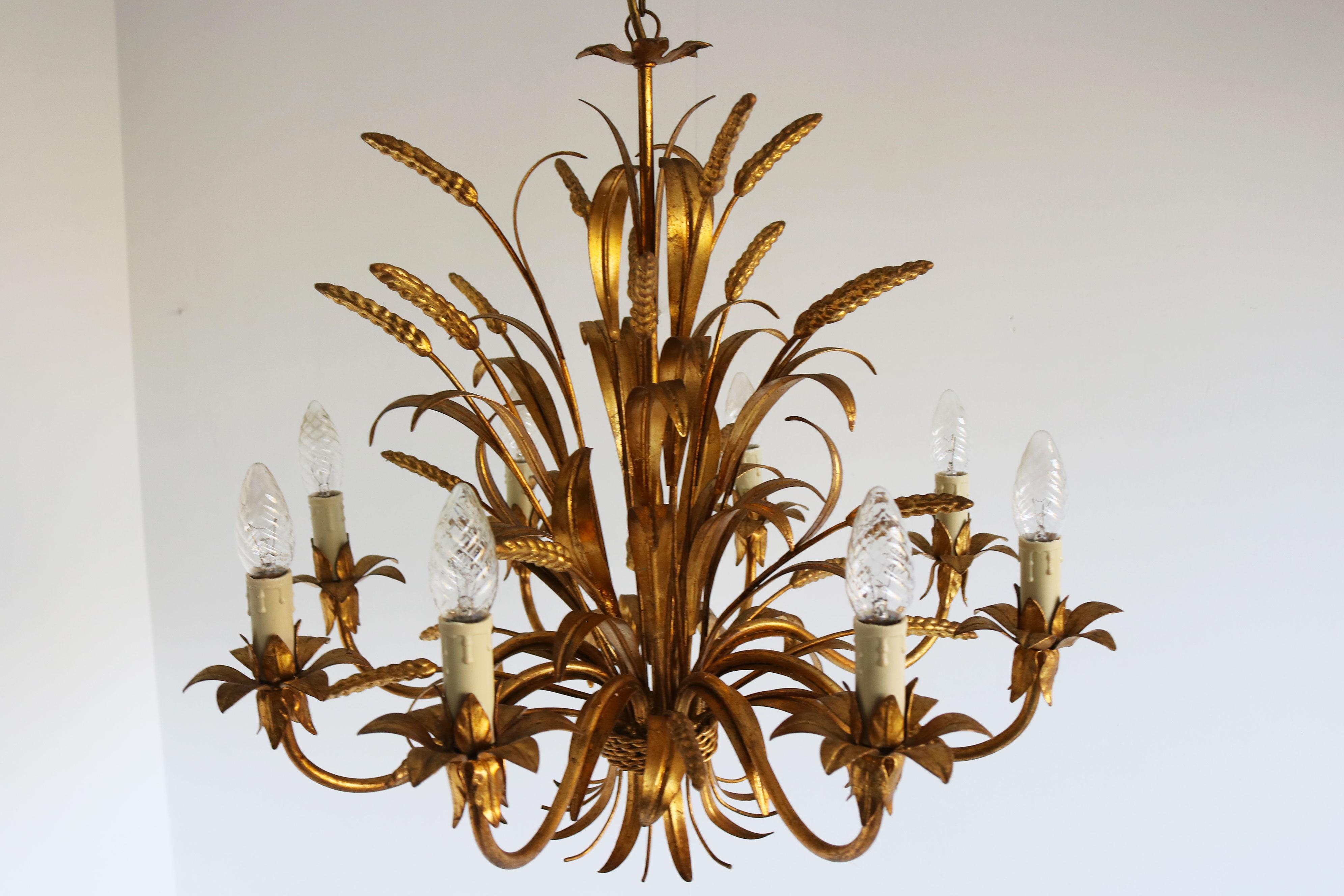 Raro grande lampadario Hans Kögl 1970 ''Cheaf of wheat'' Holywood Regency 8 braccia in vendita 4